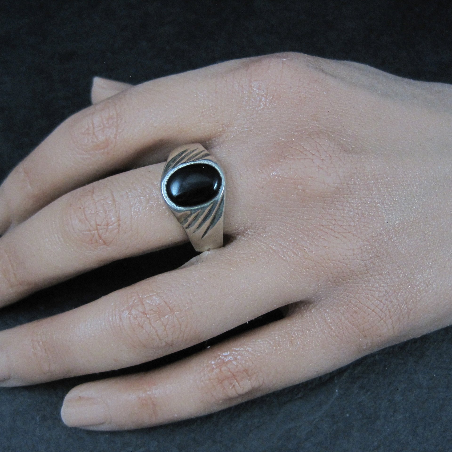 Mens Vintage Sterling Onyx Ring New Old Stock