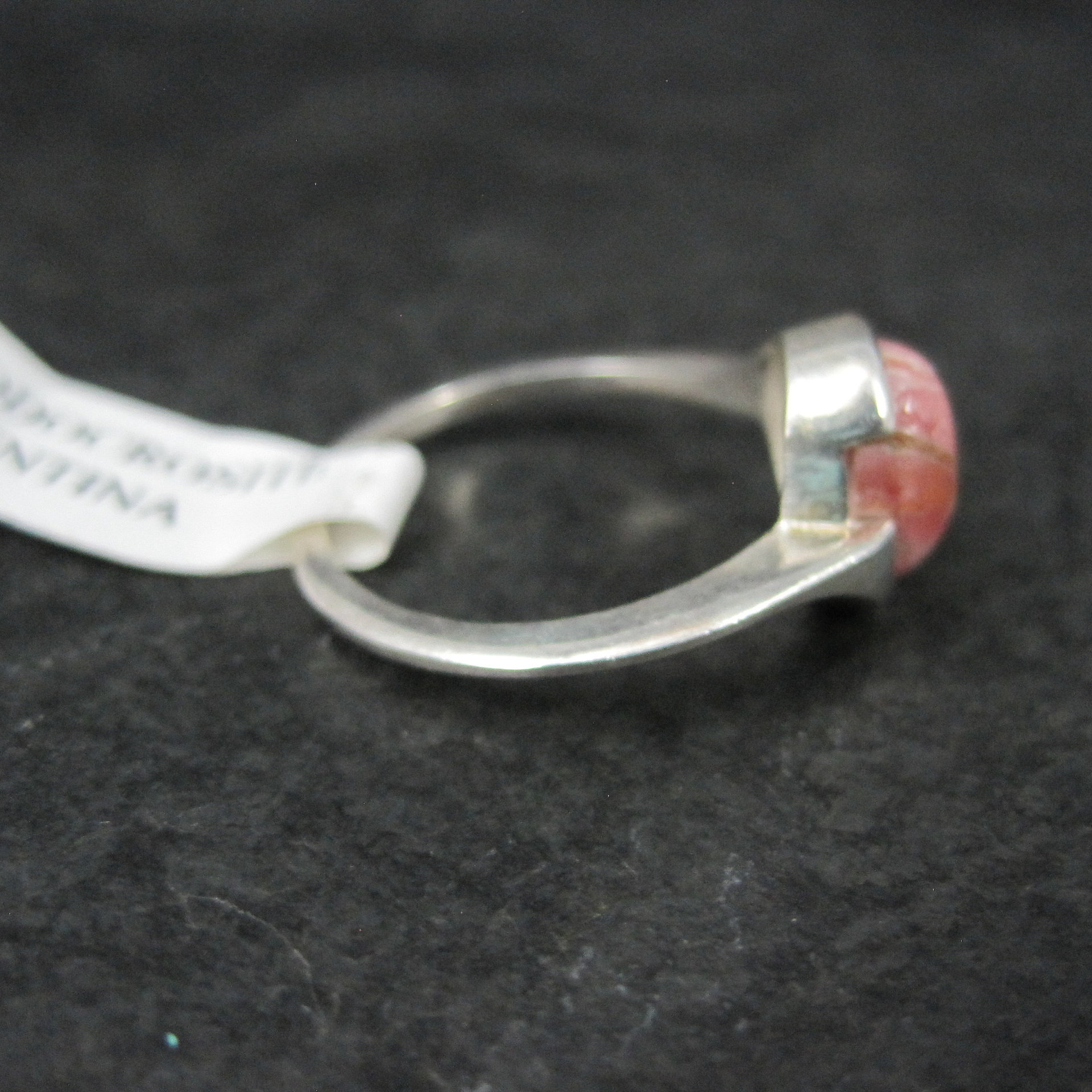Dainty Estate Sterling Rhodochrosite Ring Size 9