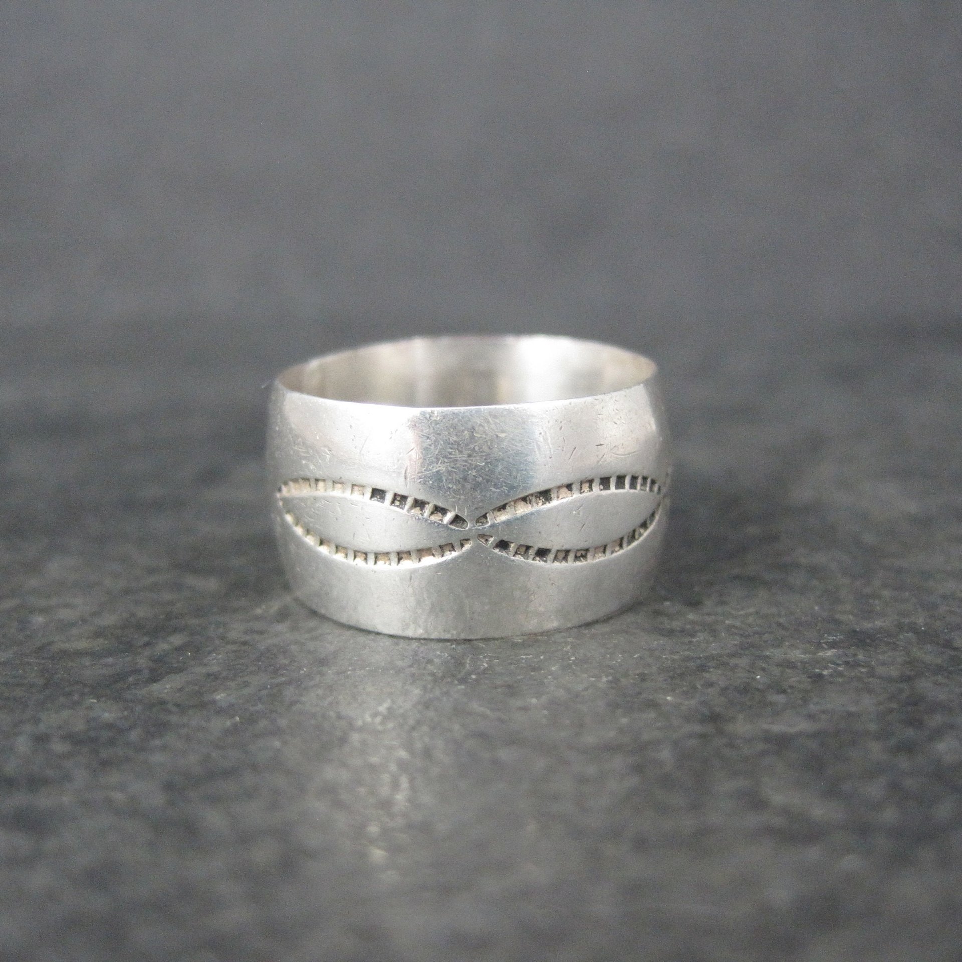 Wide Southwestern Sterling Band Ring Size 6