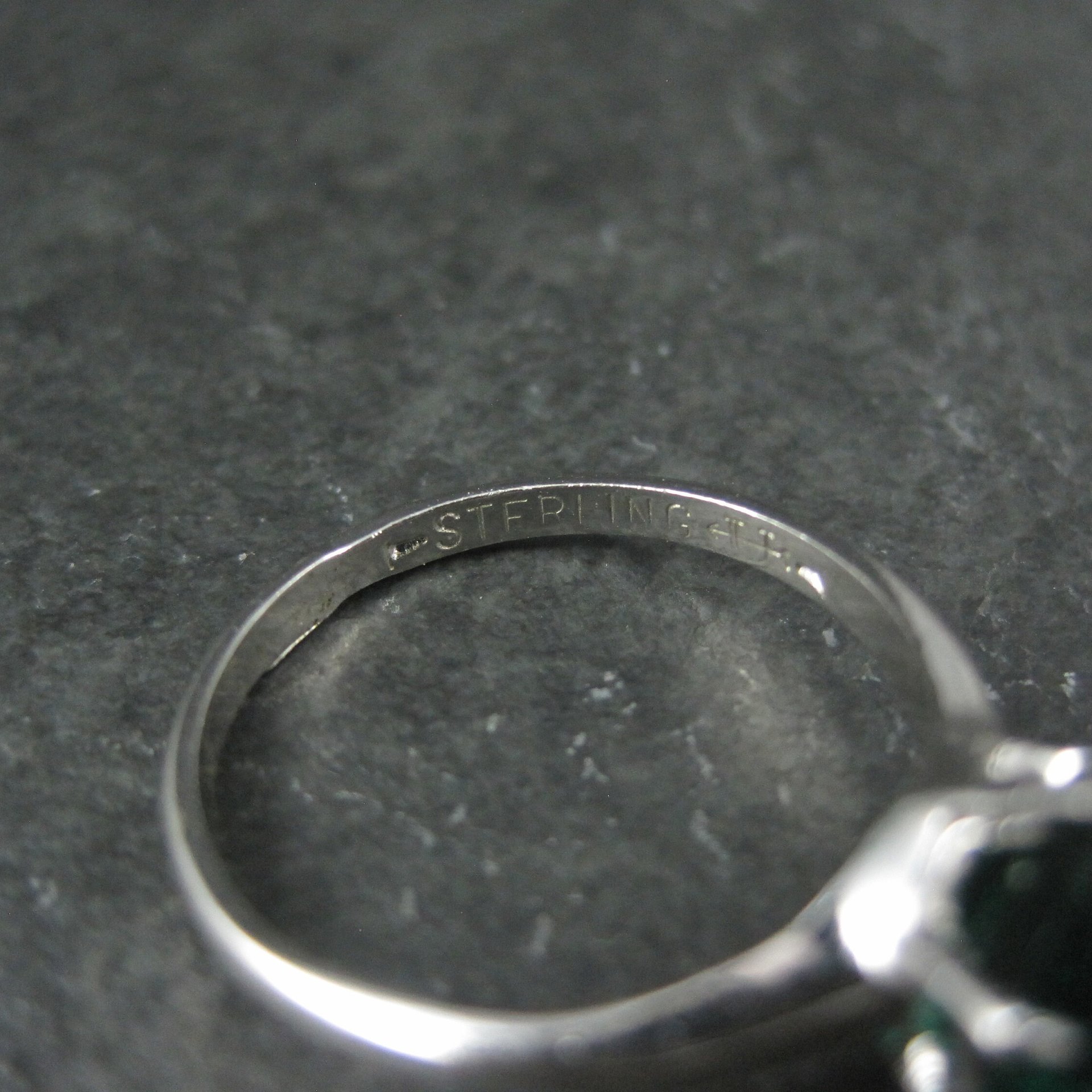 Vintage Sterling Emerald Solitaire Ring New Old Stock Multiple Sizes