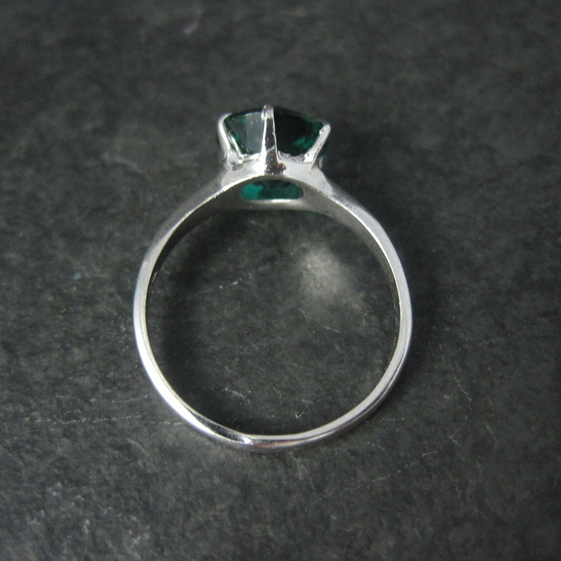 Vintage Sterling Emerald Solitaire Ring New Old Stock Multiple Sizes