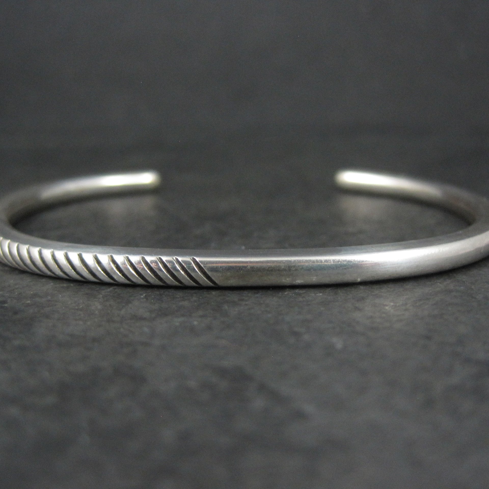 Contemporary Navajo Sterling Cuff Bracelet 6.75 Inches Boyd Tsosie