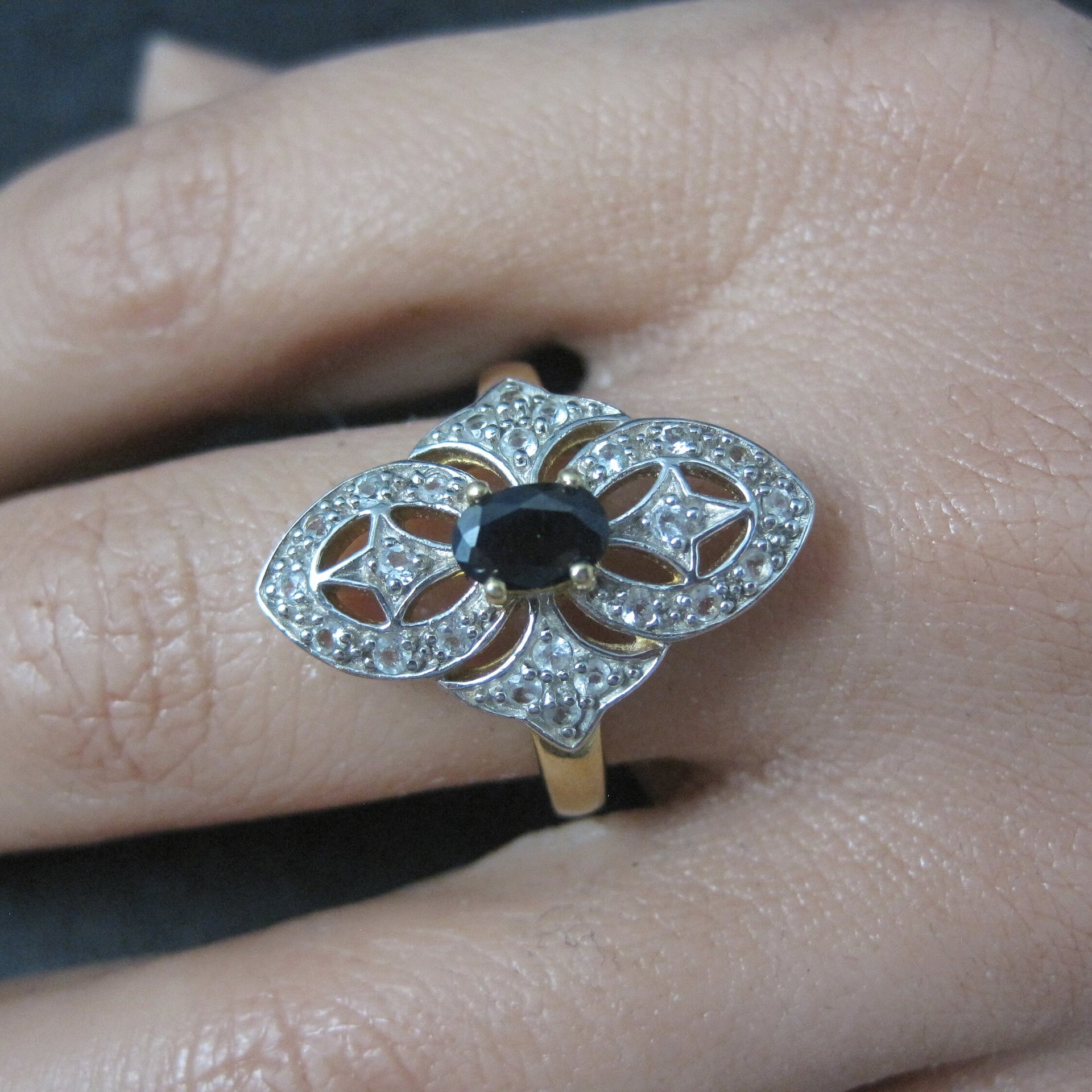 Vintage Vermeil Sterling Sapphire Ring Size 8