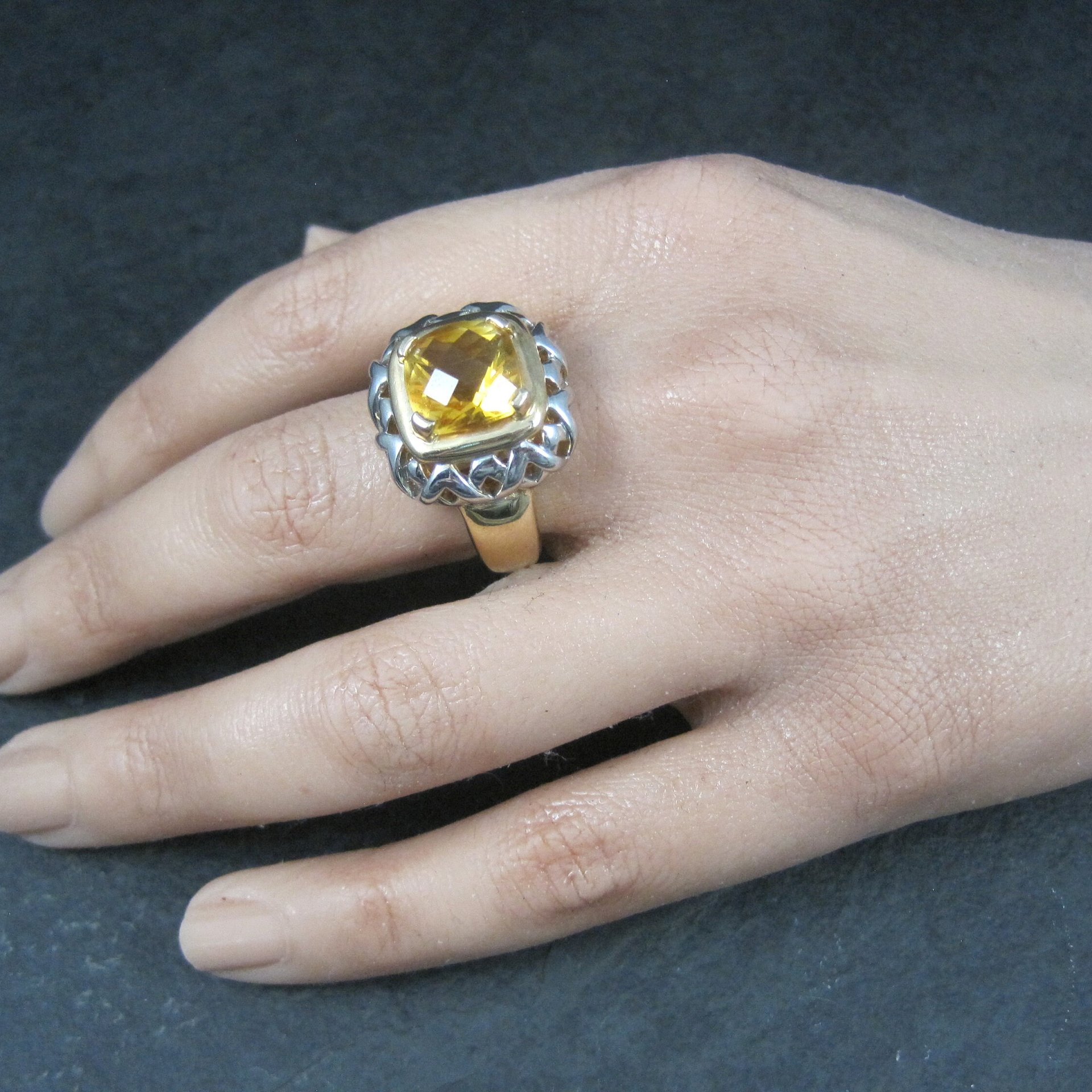 Vintage Vermeil Sterling Citrine Ring Size 8