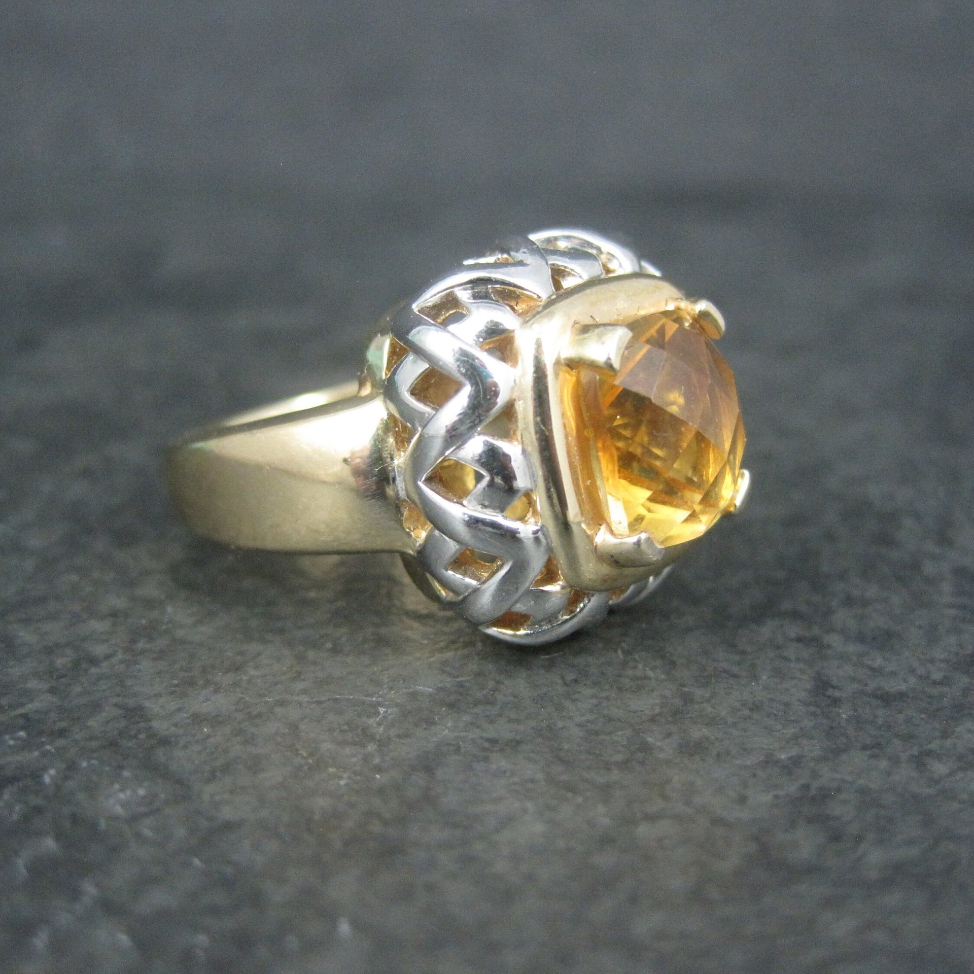 Vintage Vermeil Sterling Citrine Ring Size 8