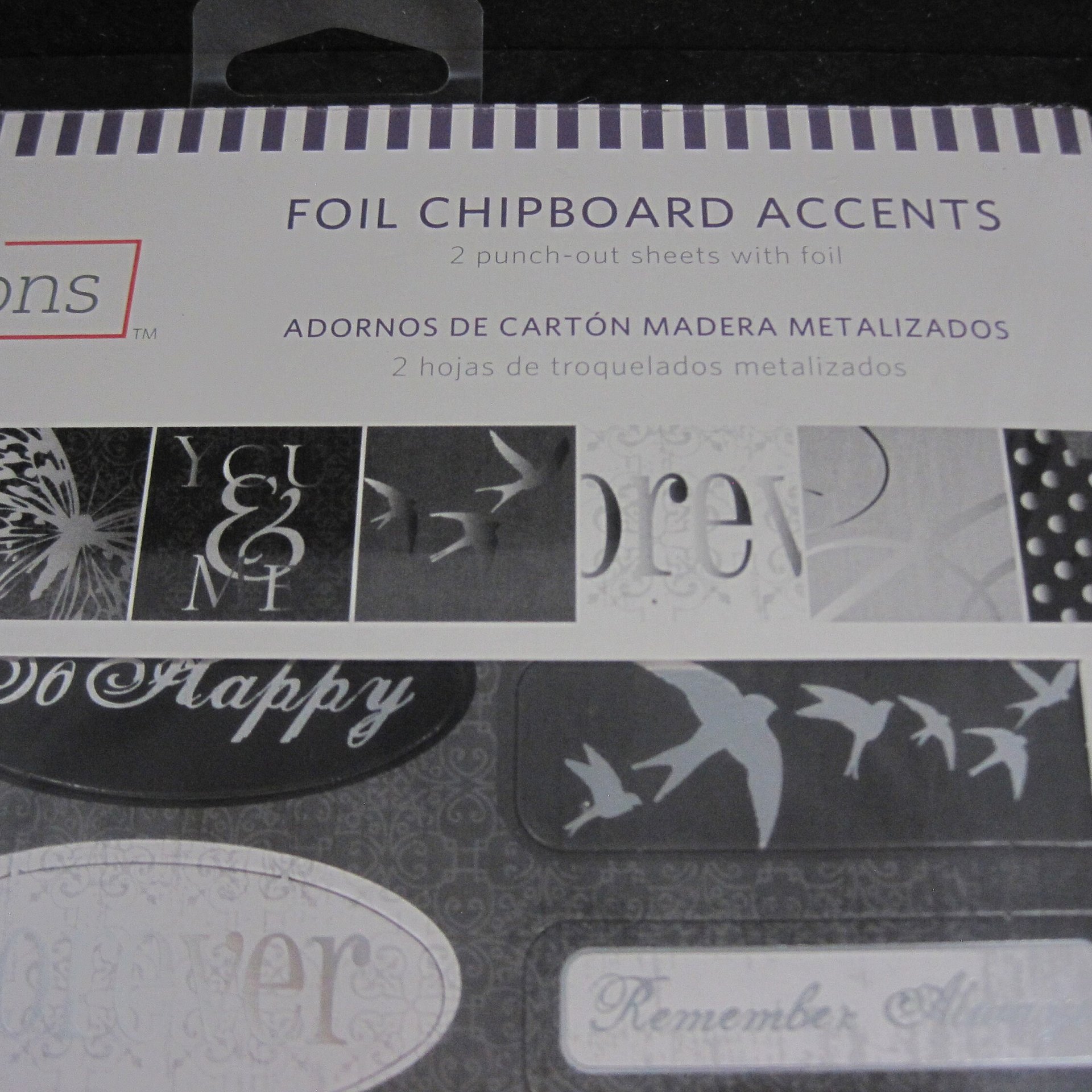 Black Silver White Wedding Foil Chipboard Accents Scrapbooking