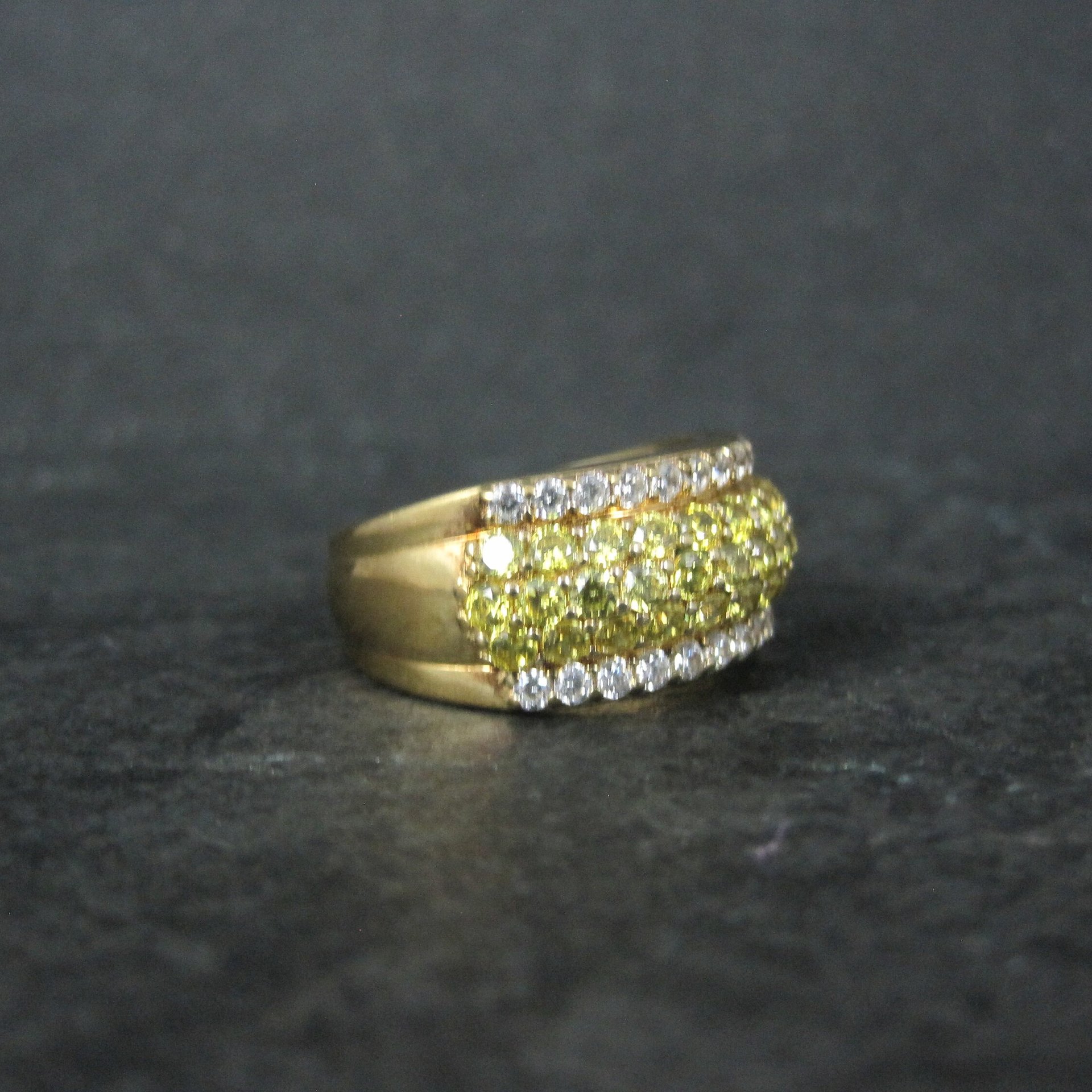 Vermeil Sterling Yellow White Cz Ring Size 8