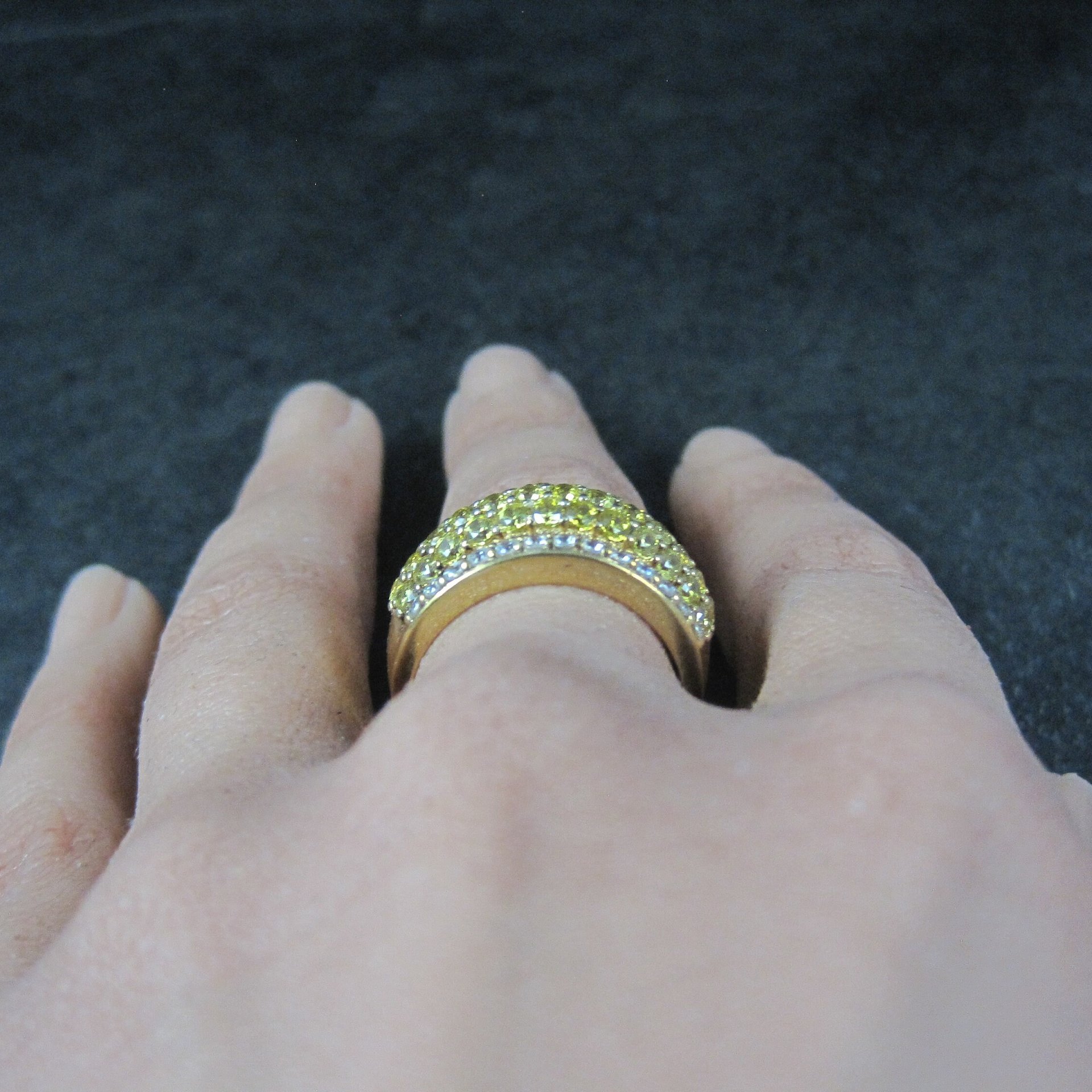 Vermeil Sterling Yellow White Cz Ring Size 8