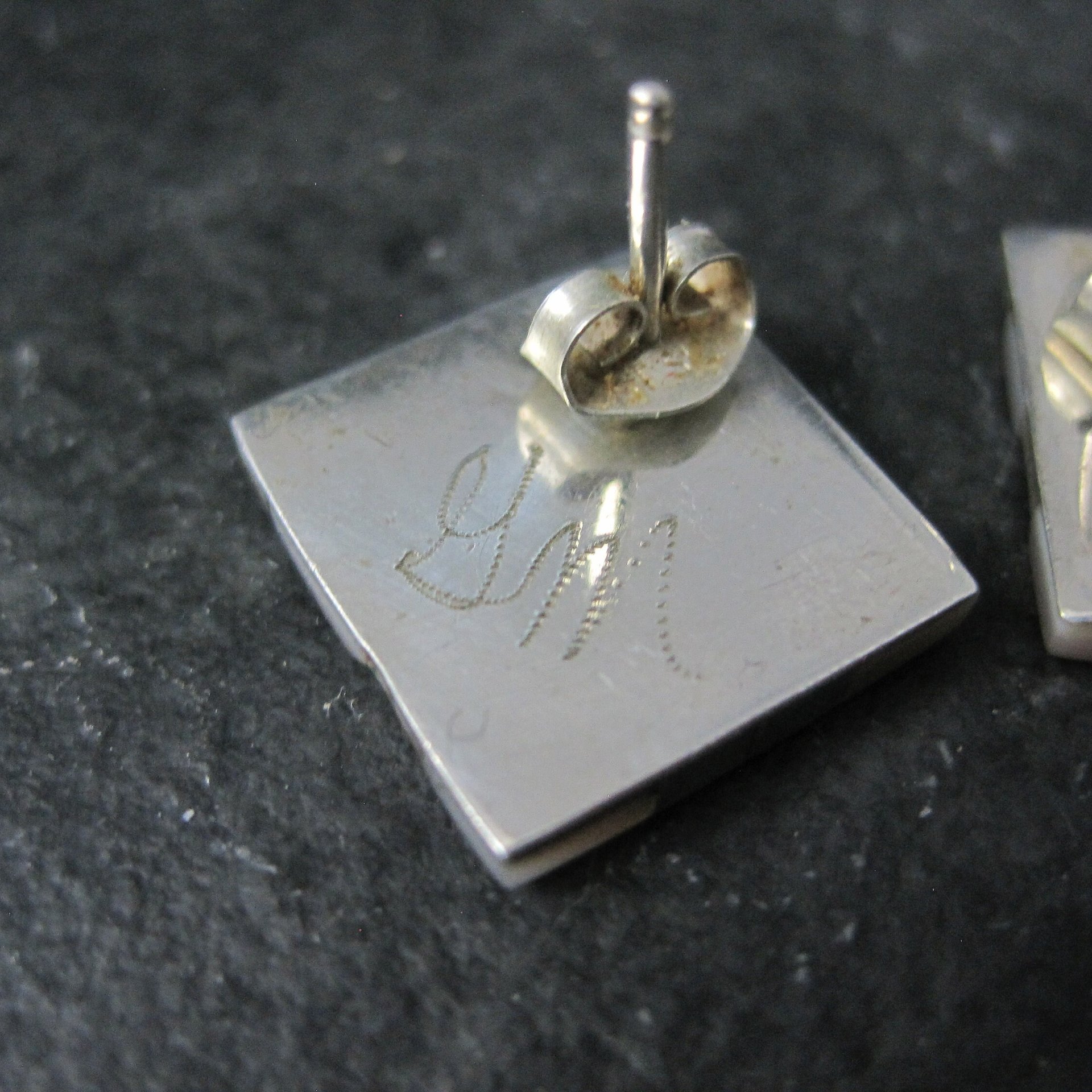 Southwestern Sterling Turquoise Mother of Pearl Inlay Earrings