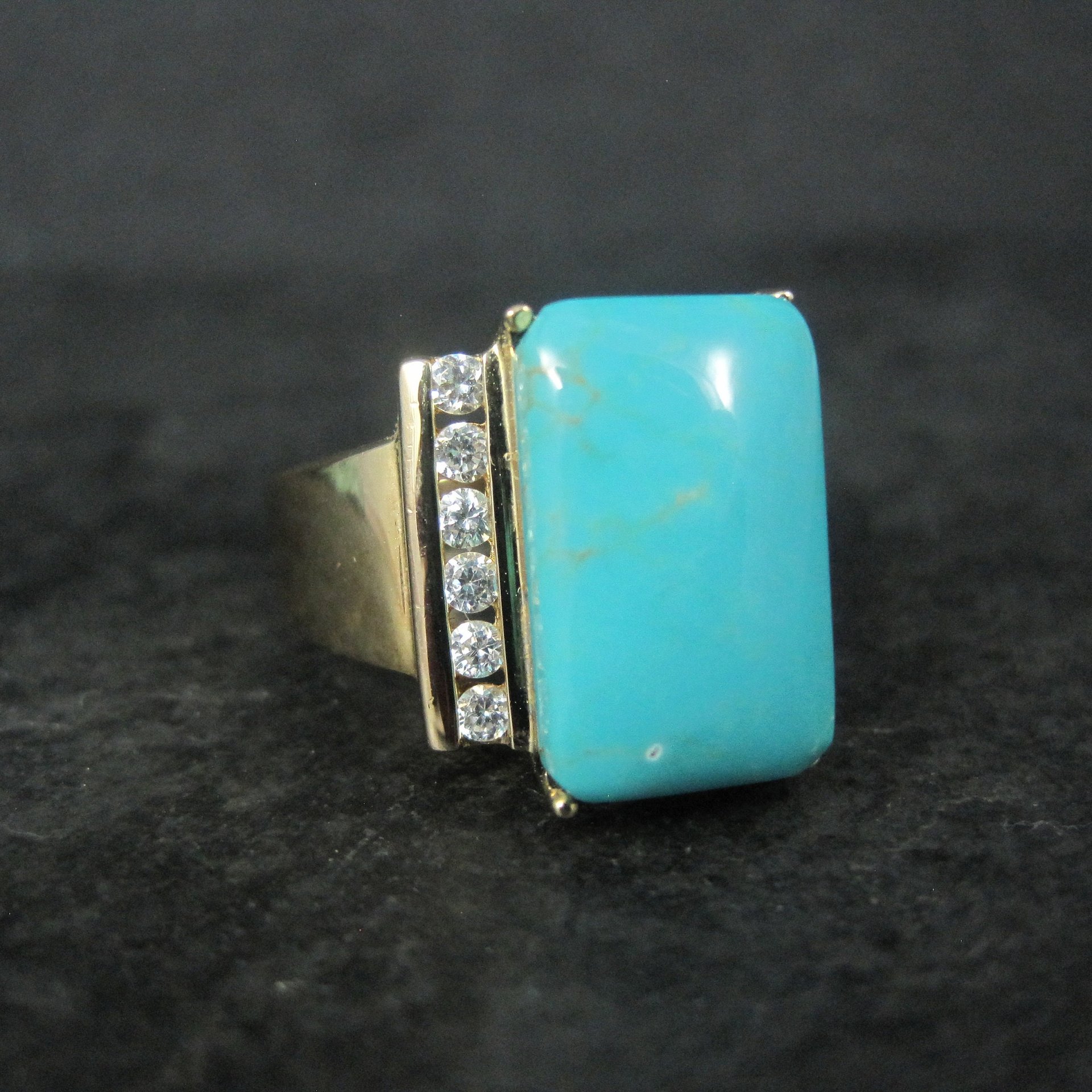 Estate Vermeil Sterling Turquoise Ring Size 8
