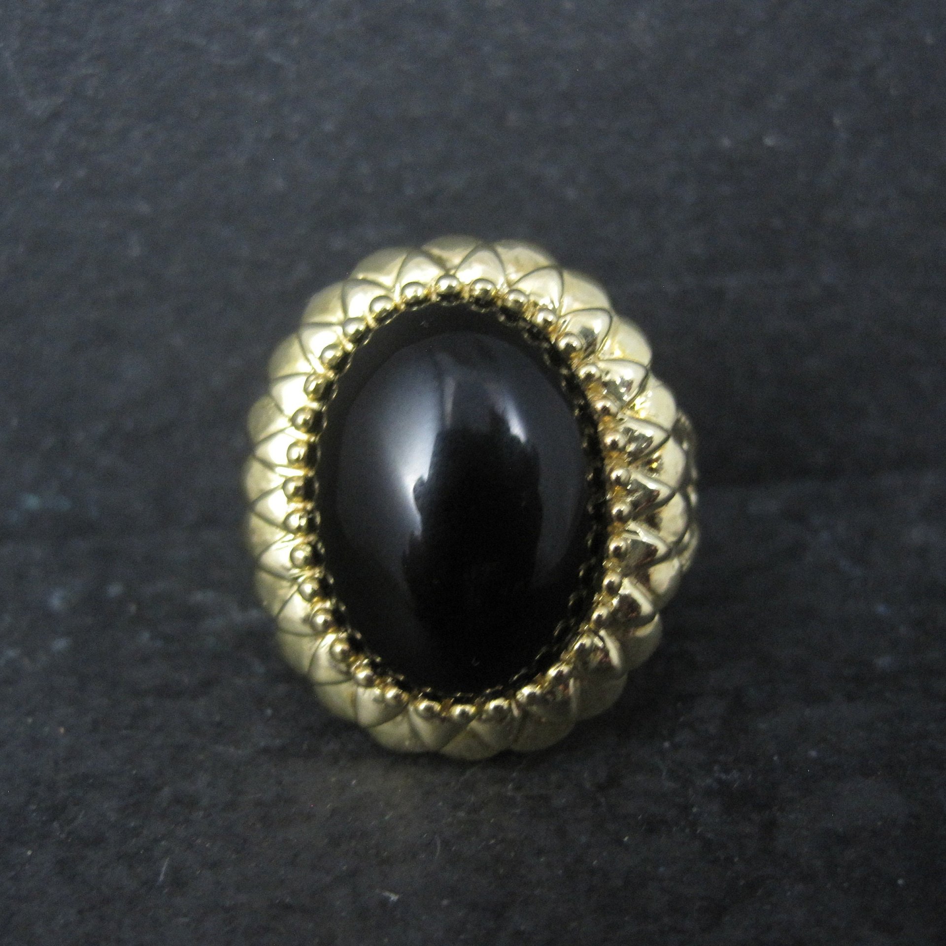 Ornate Vermeil Sterling Onyx Ring Size 8