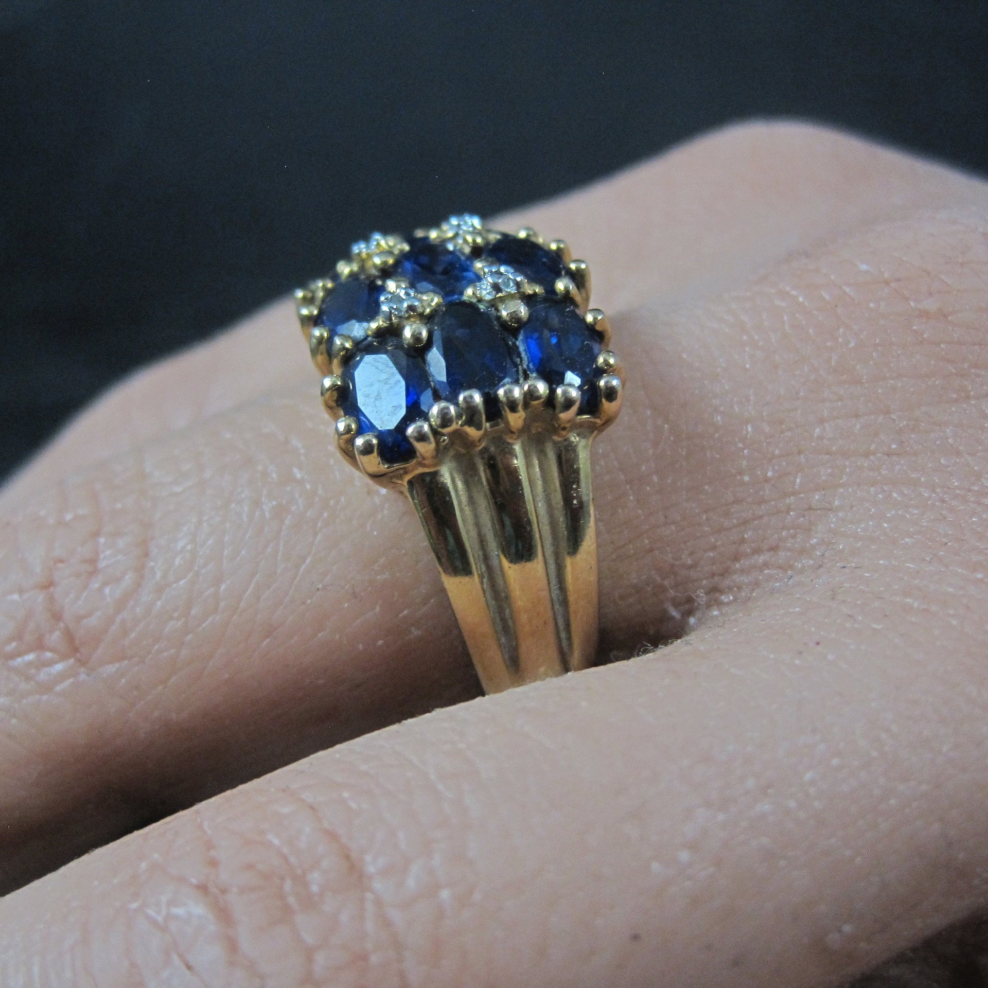 Vintage Vermeil Sterling Sapphire Diamond Ring Size 8