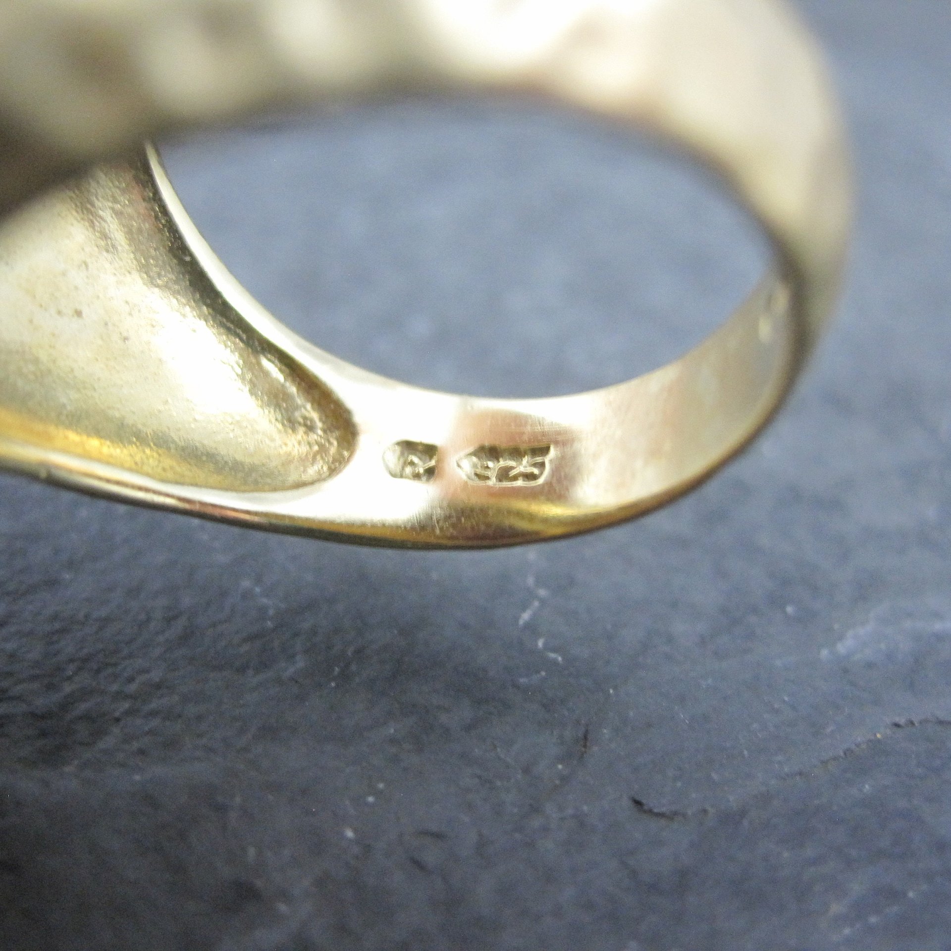 Vintage Vermeil Sterling Smoky Topaz Ring Size 8