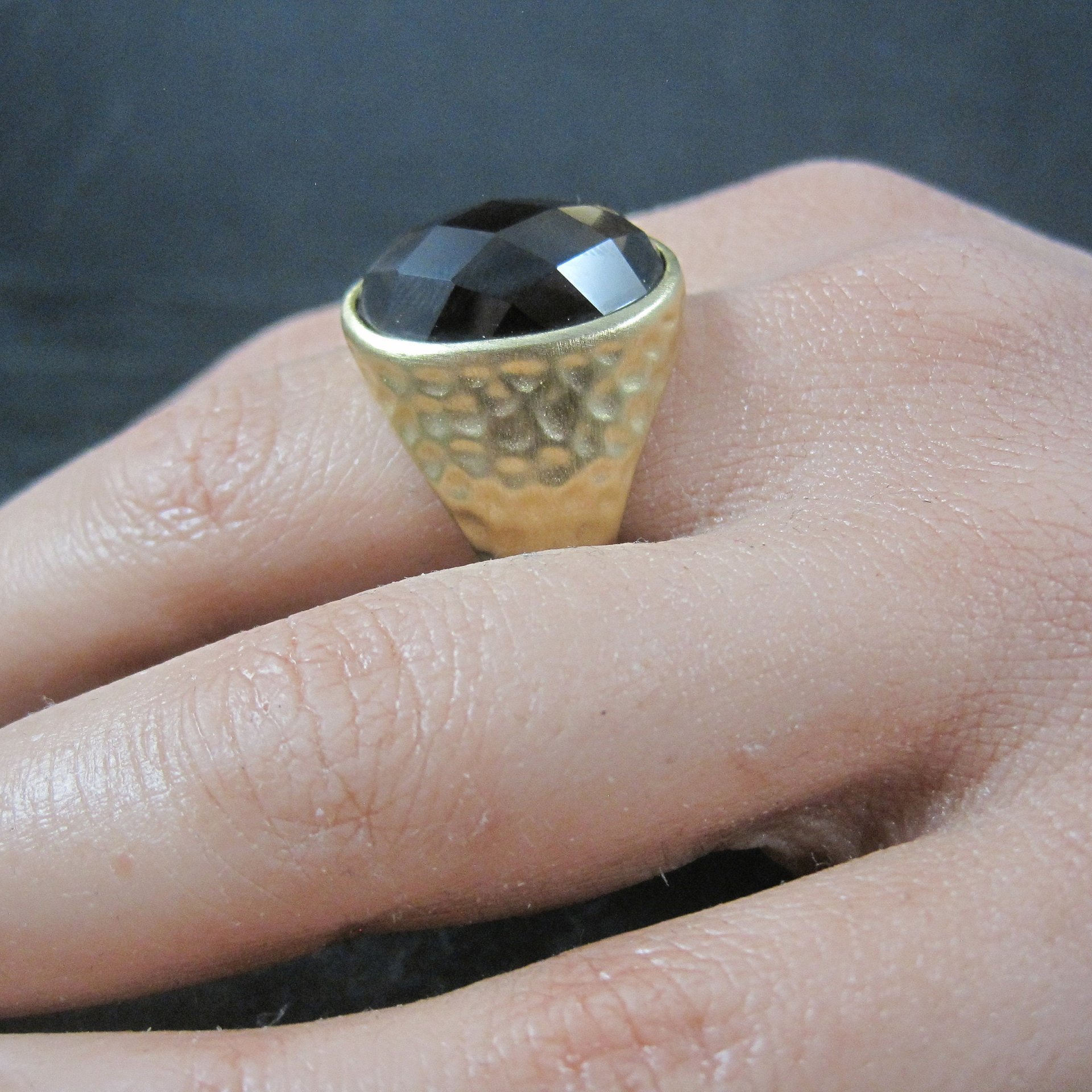Vintage Vermeil Sterling Smoky Topaz Ring Size 8