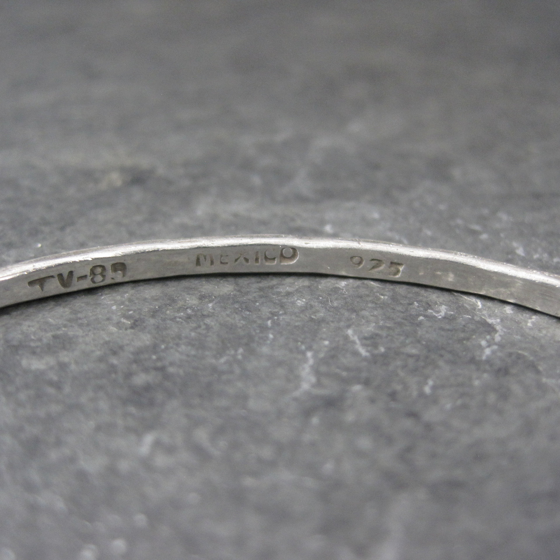 Dainty Mexican Sterling Bangle Bracelet 8 Inches