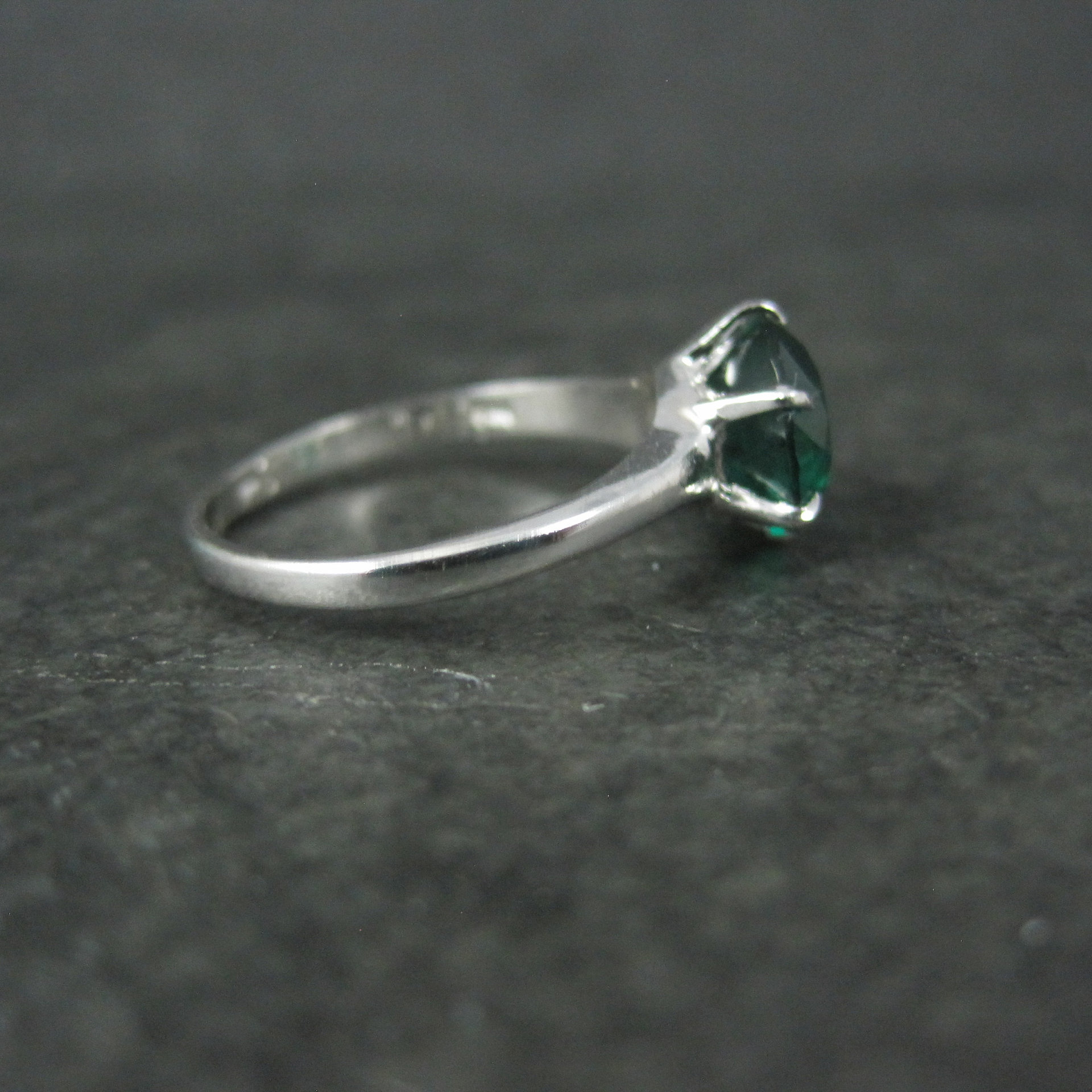 Vintage Sterling Emerald Solitaire Ring New Old Stock Multiple Sizes