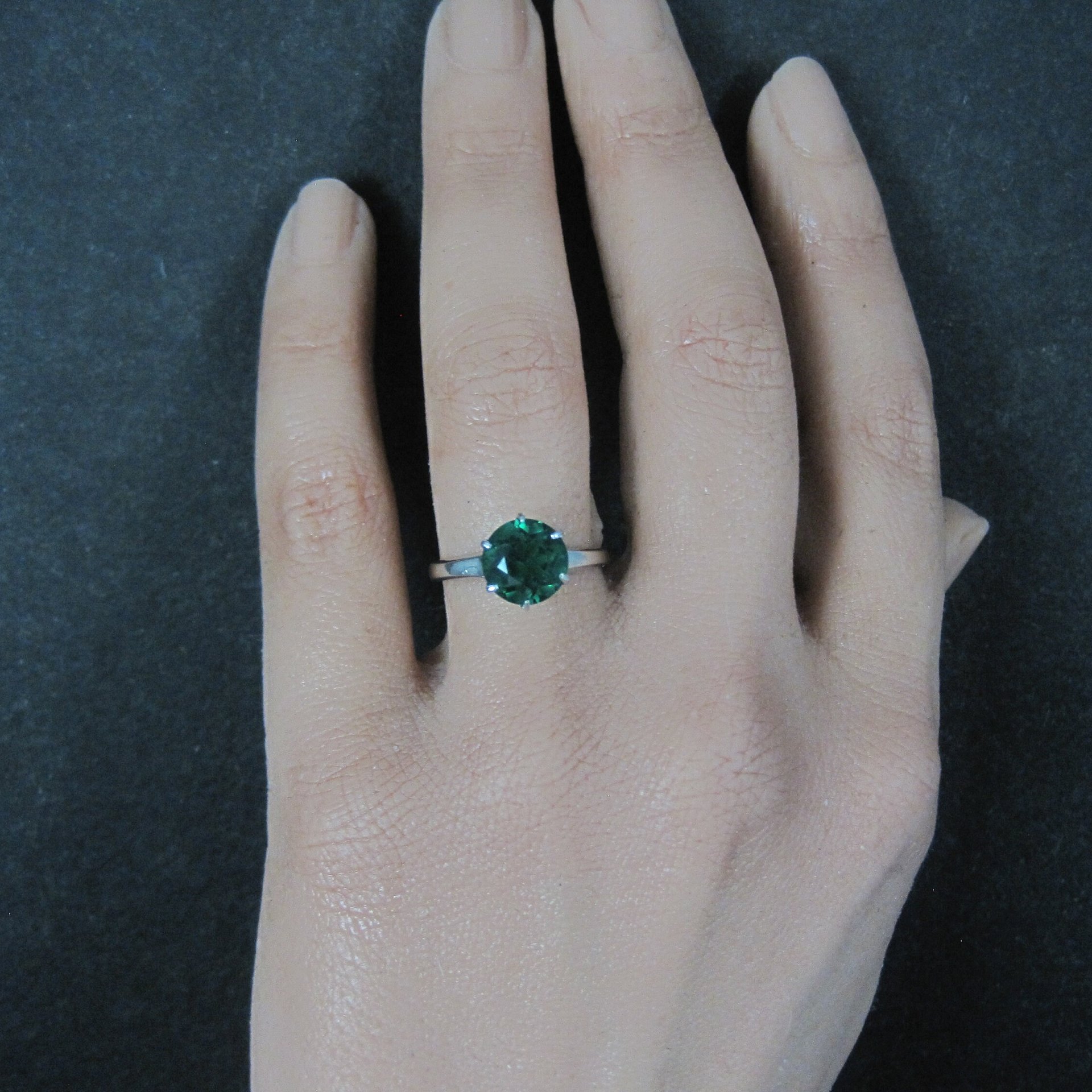 Vintage Sterling Emerald Solitaire Ring New Old Stock Multiple Sizes