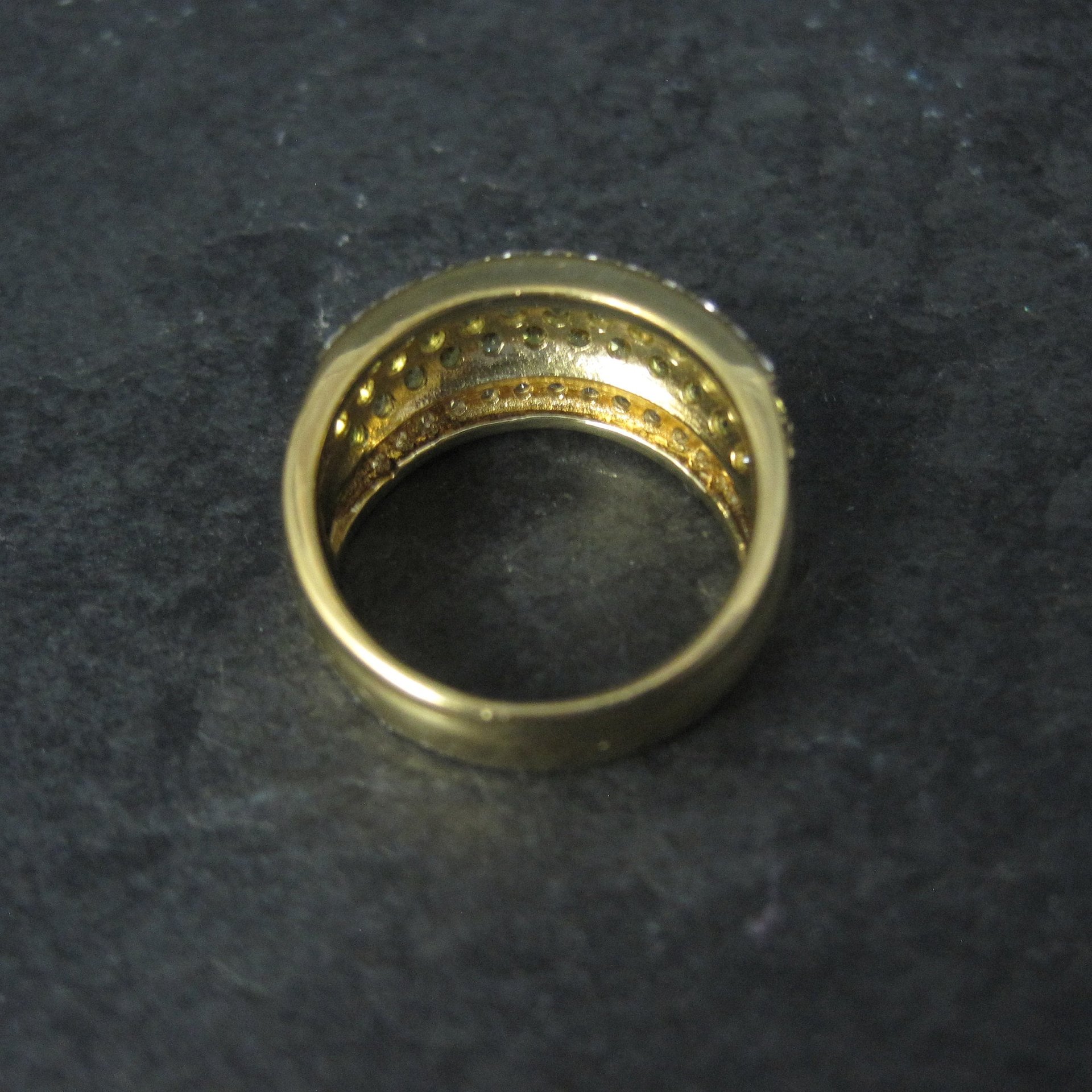 Vermeil Sterling Yellow White Cz Ring Size 8