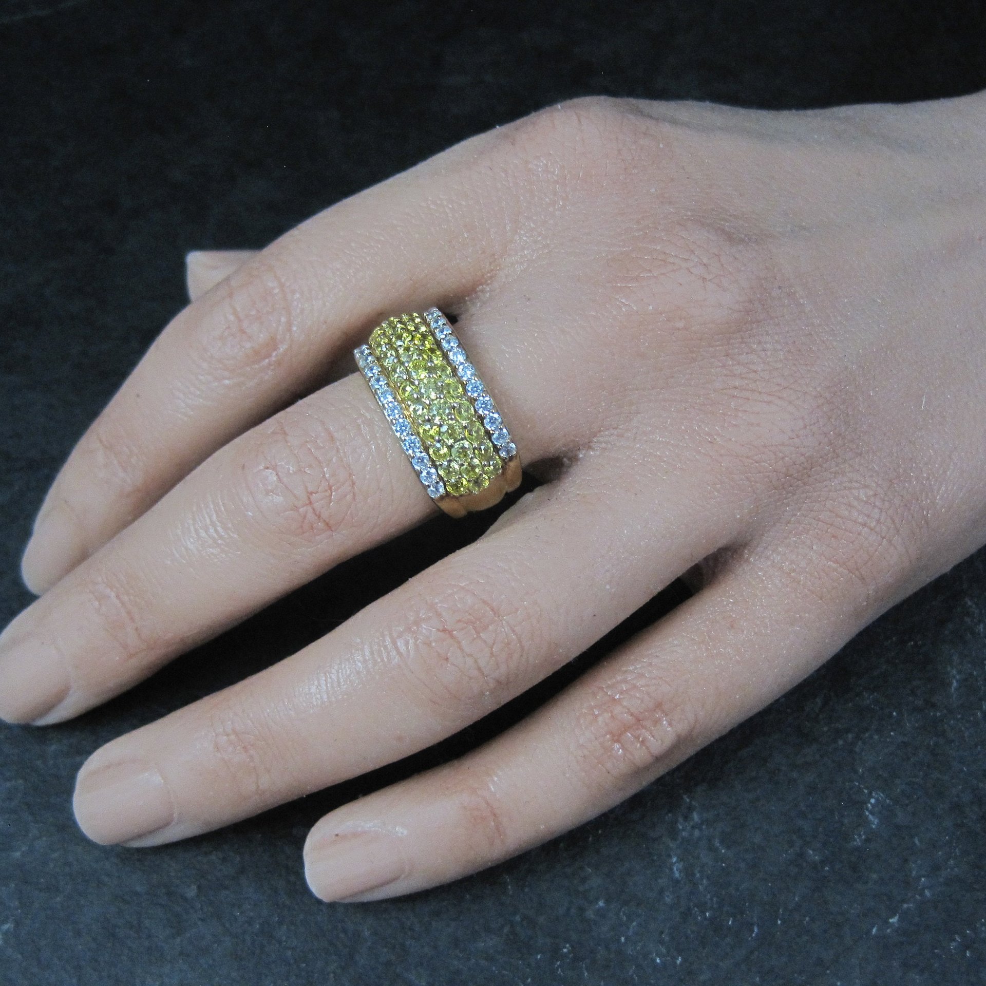 Vermeil Sterling Yellow White Cz Ring Size 8