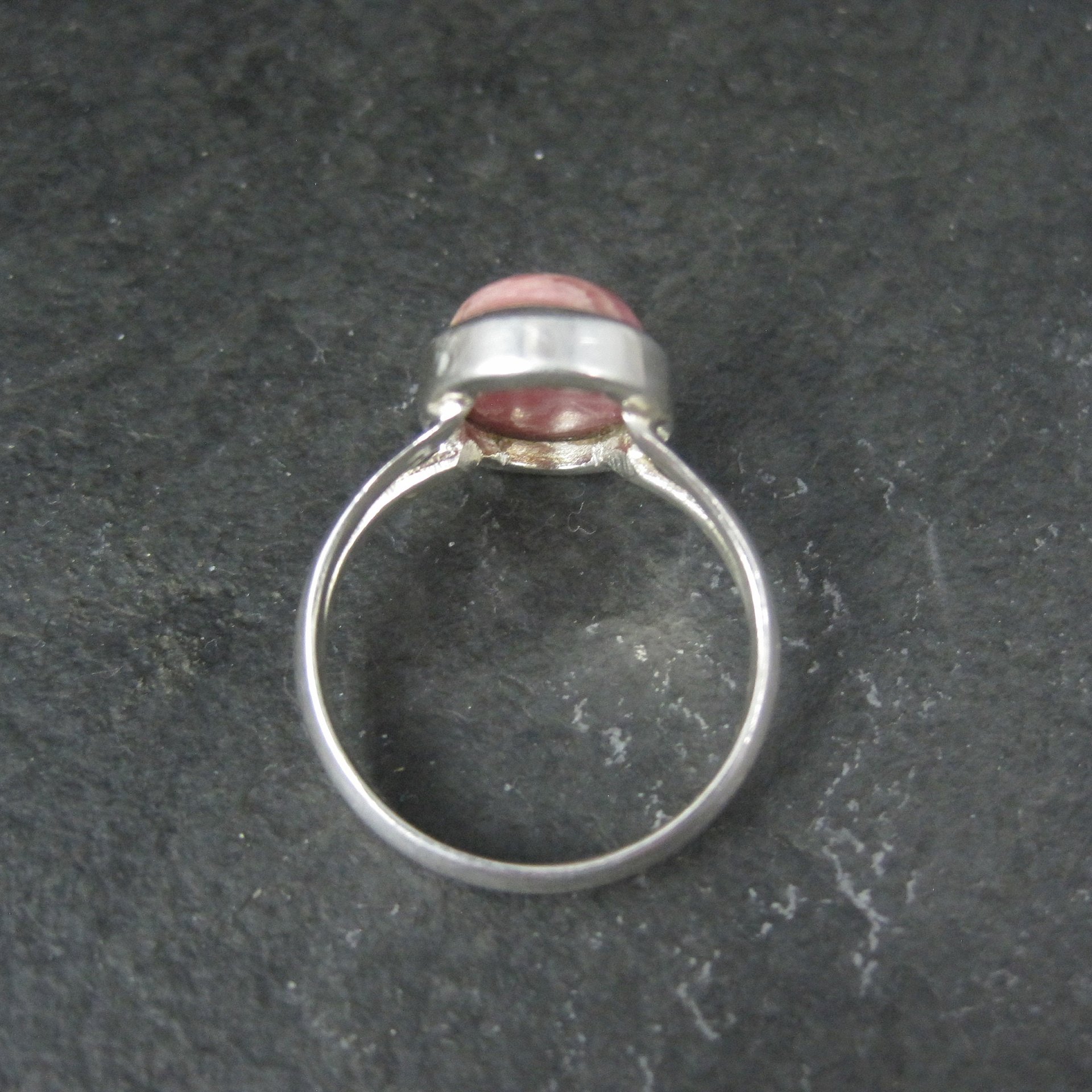 Simple Sterling Silver Rhodochrosite Ring Size 10