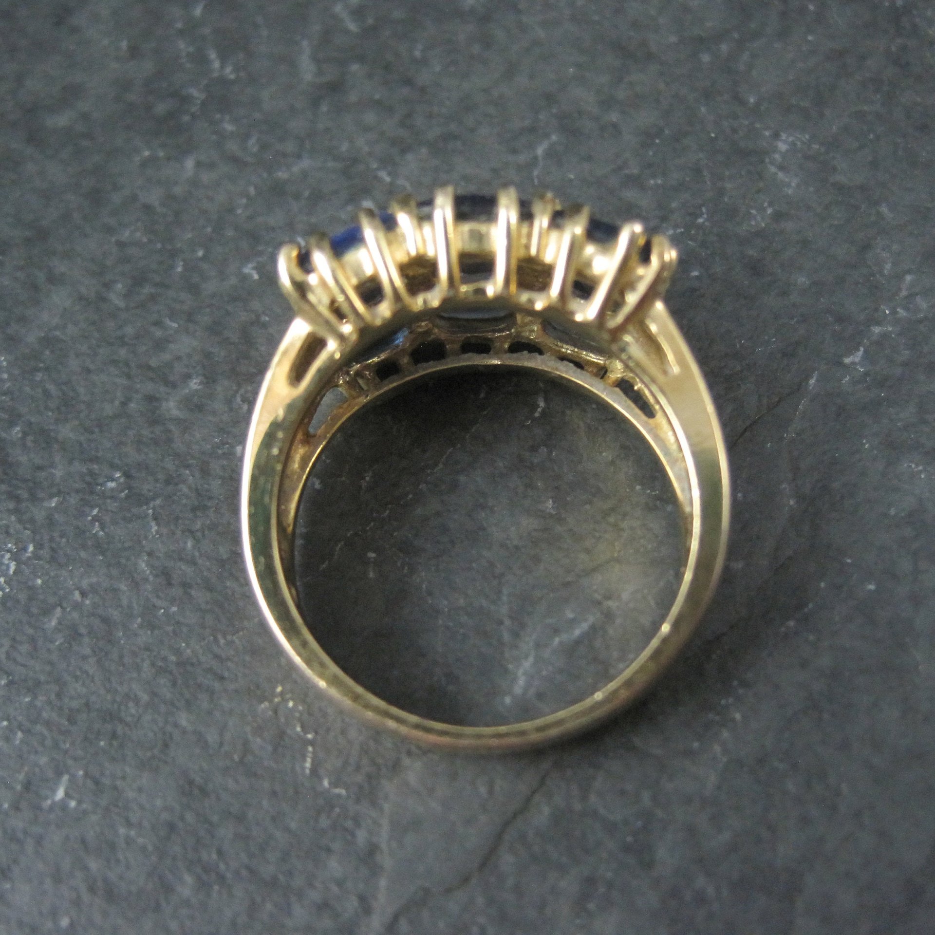 Vintage Vermeil Sterling Sapphire Diamond Ring Size 8