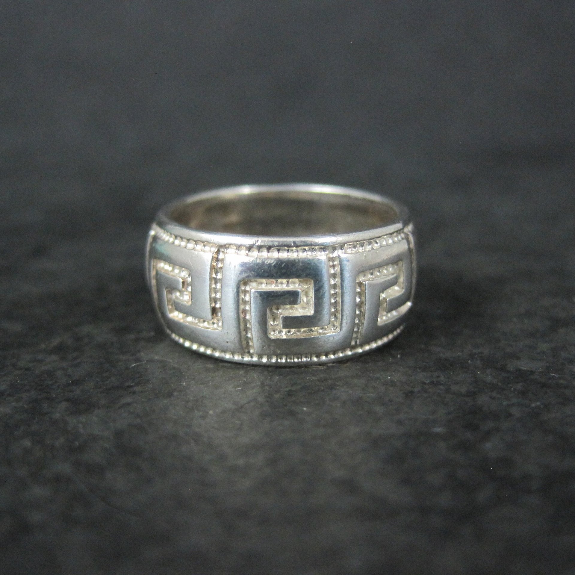 Italian Sterling Greek Key Band Ring Size 6