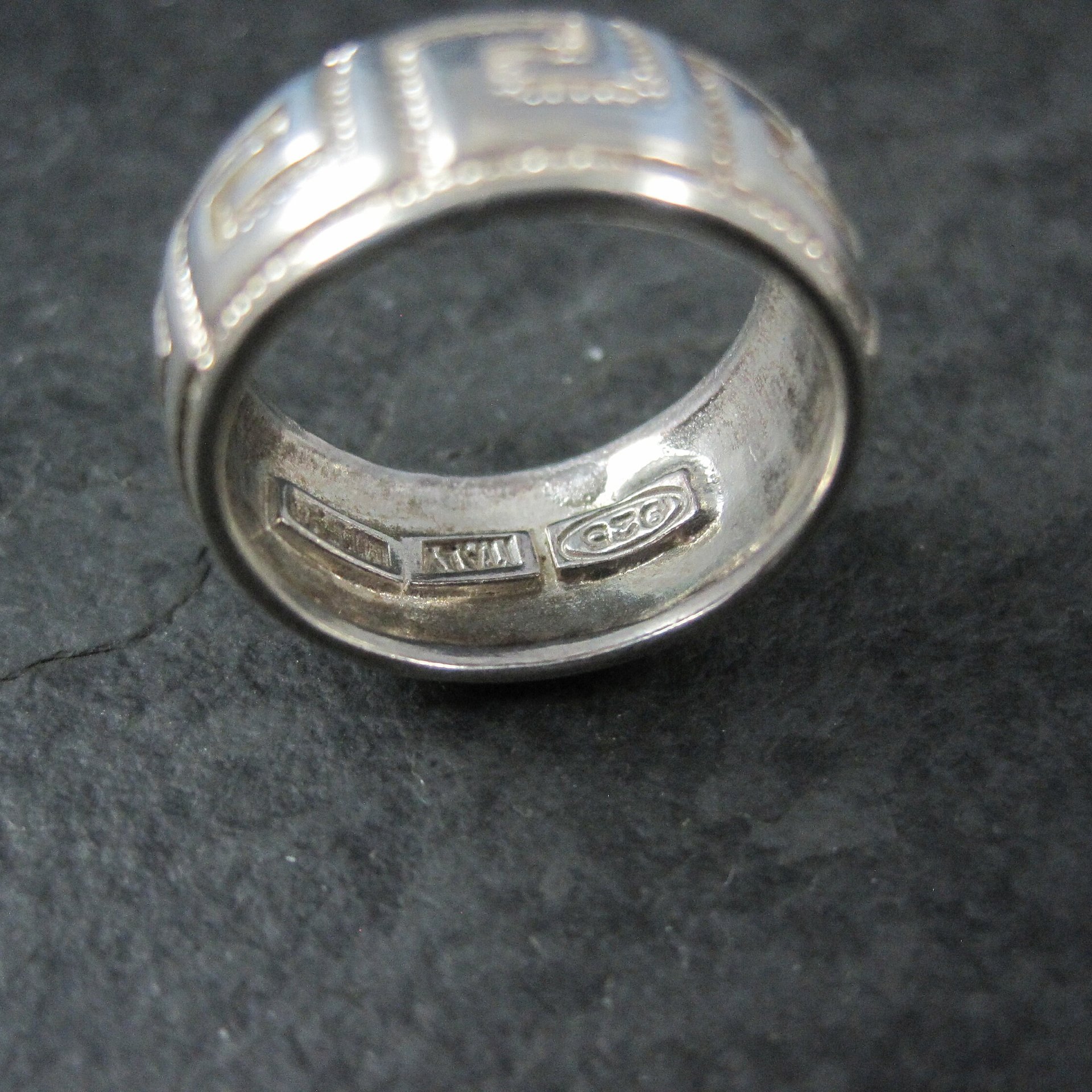 Italian Sterling Greek Key Band Ring Size 6