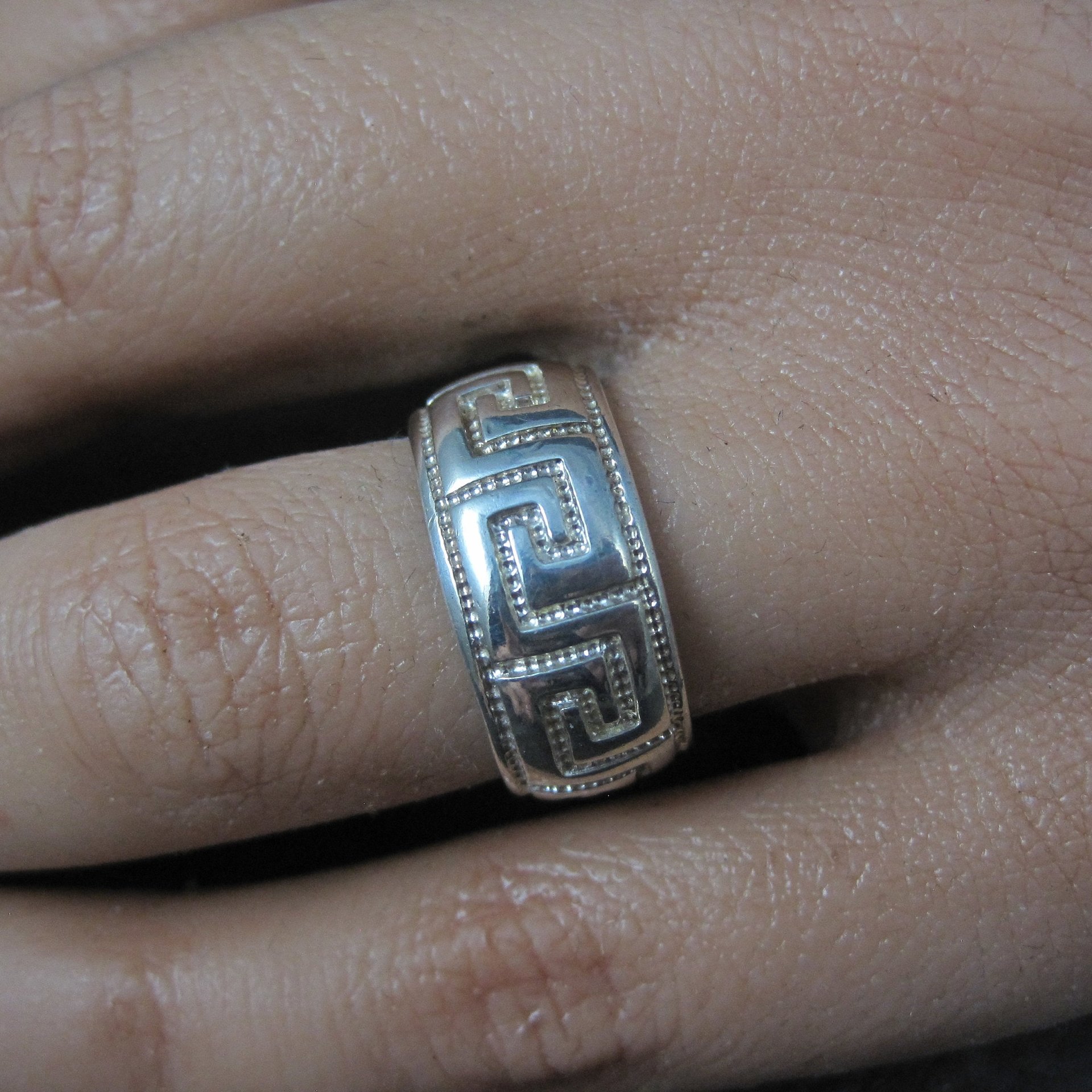 Italian Sterling Greek Key Band Ring Size 6