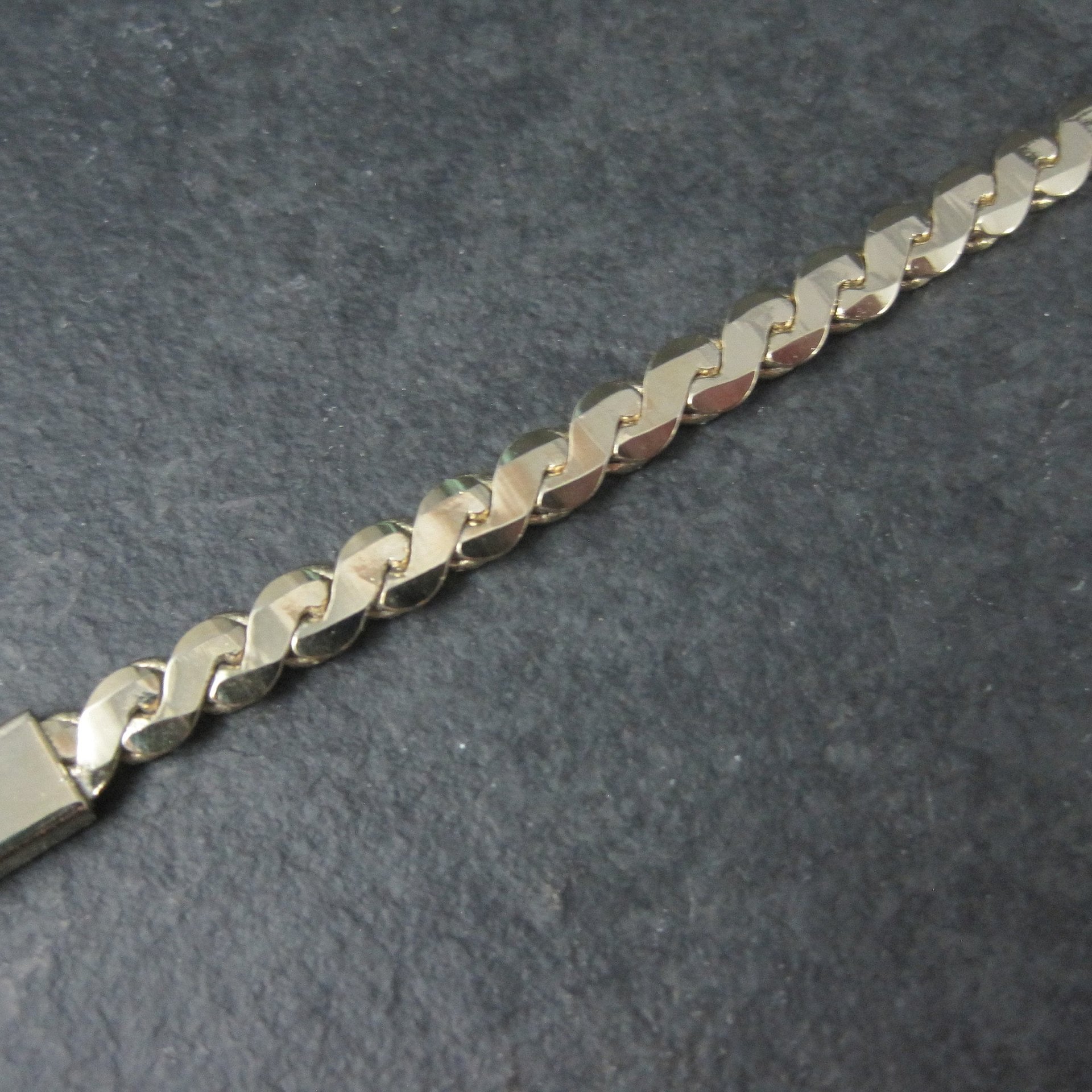 Vintage 4mm Gold Plated Chain Bracelet 7 Inches