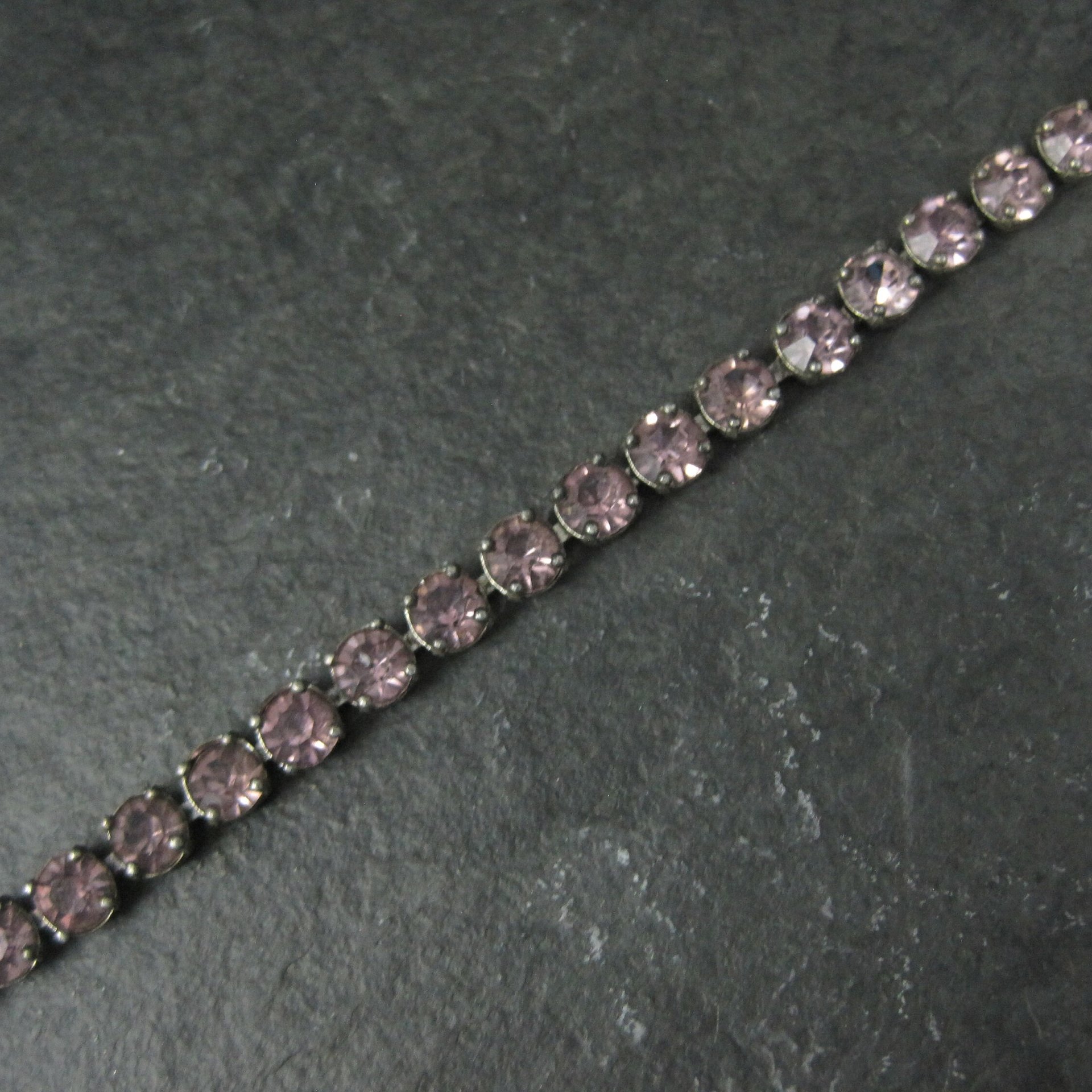 Vintage Sterling Purple Glass Bracelet 7 Inches