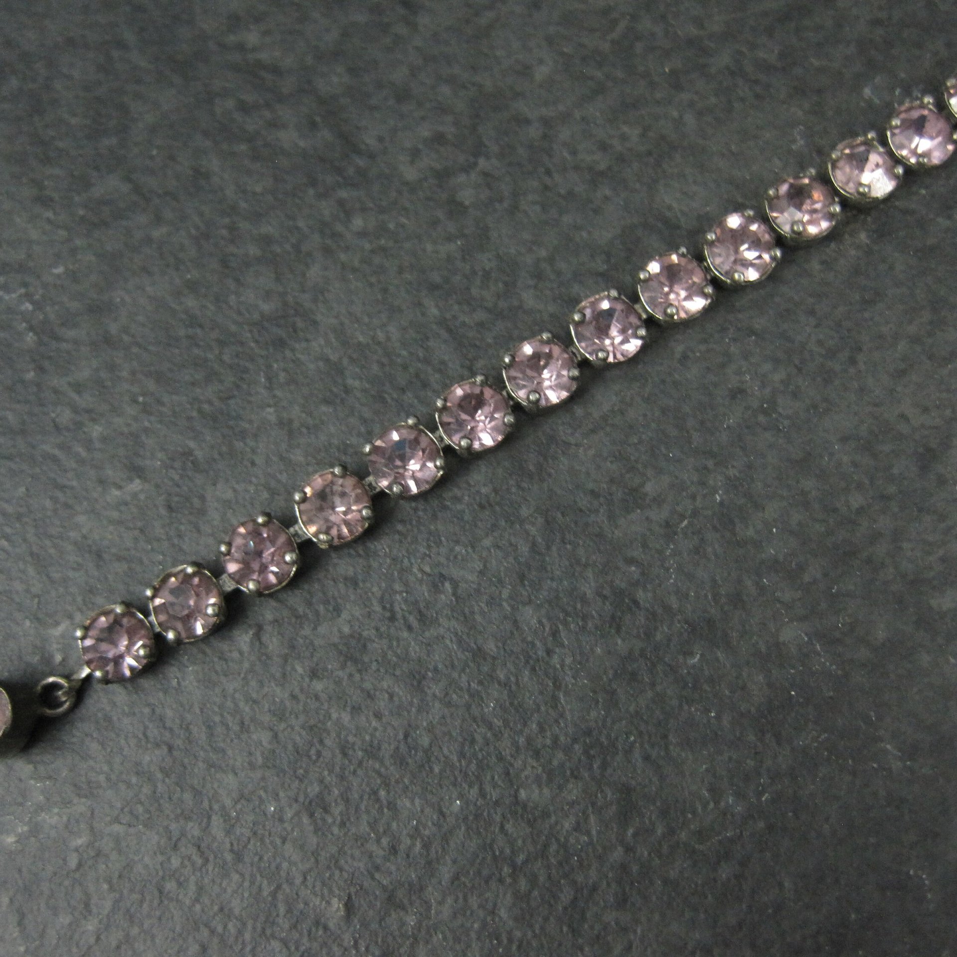 Vintage Sterling Purple Glass Bracelet 7 Inches