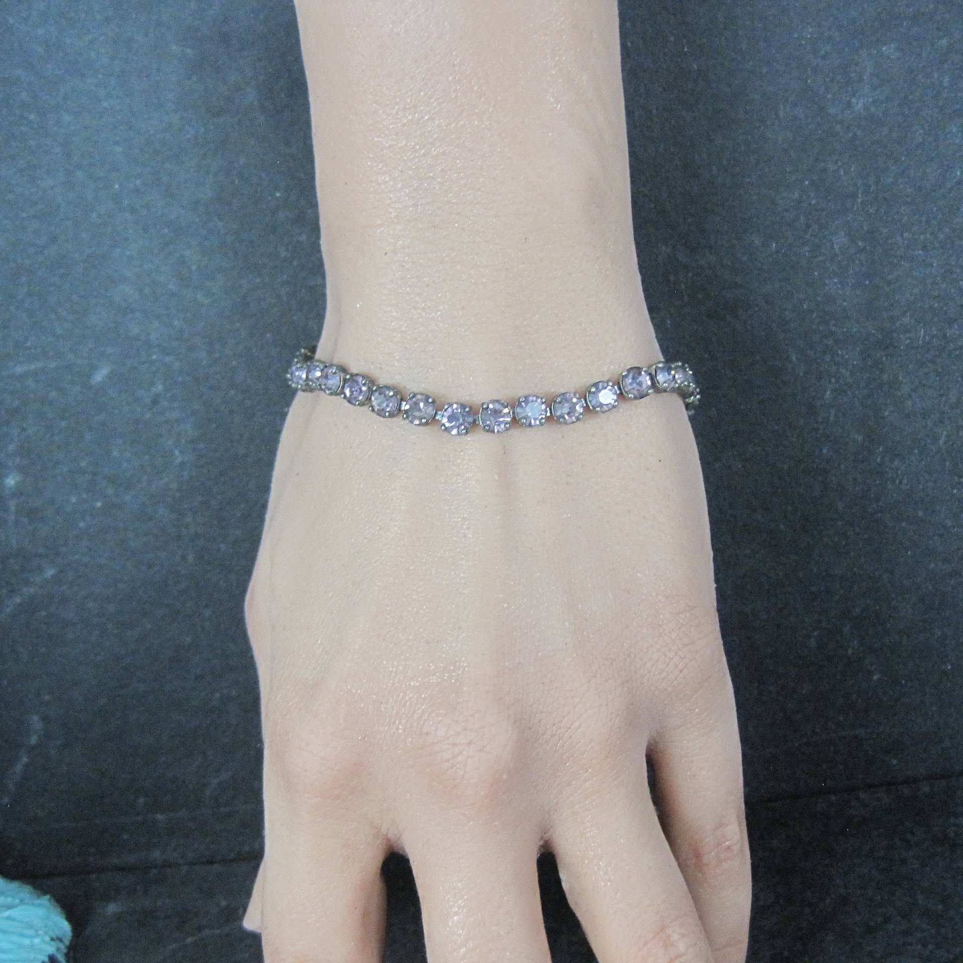 Vintage Sterling Purple Glass Bracelet 7 Inches