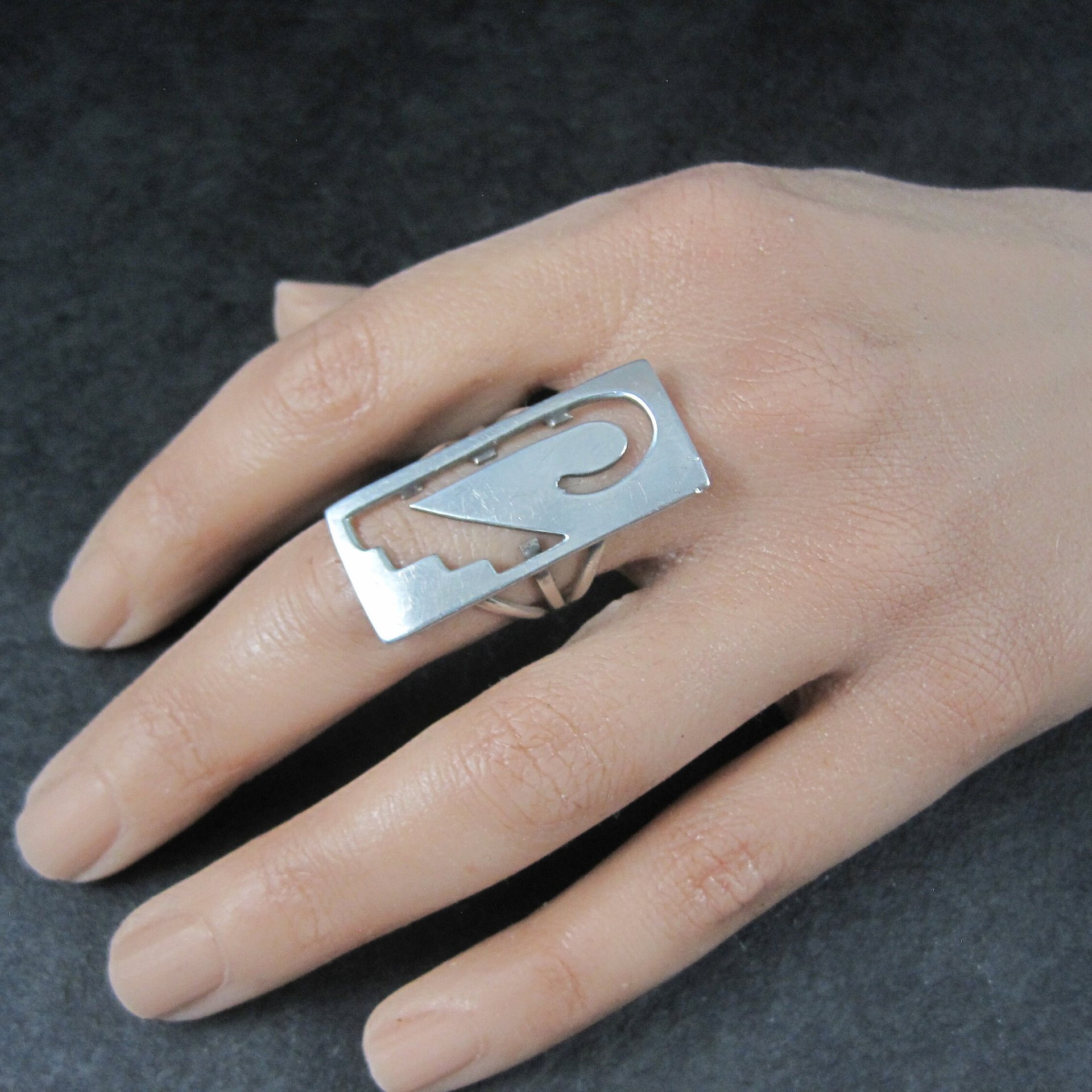 Long Southwestern Hopi Sterling Ring Size 7