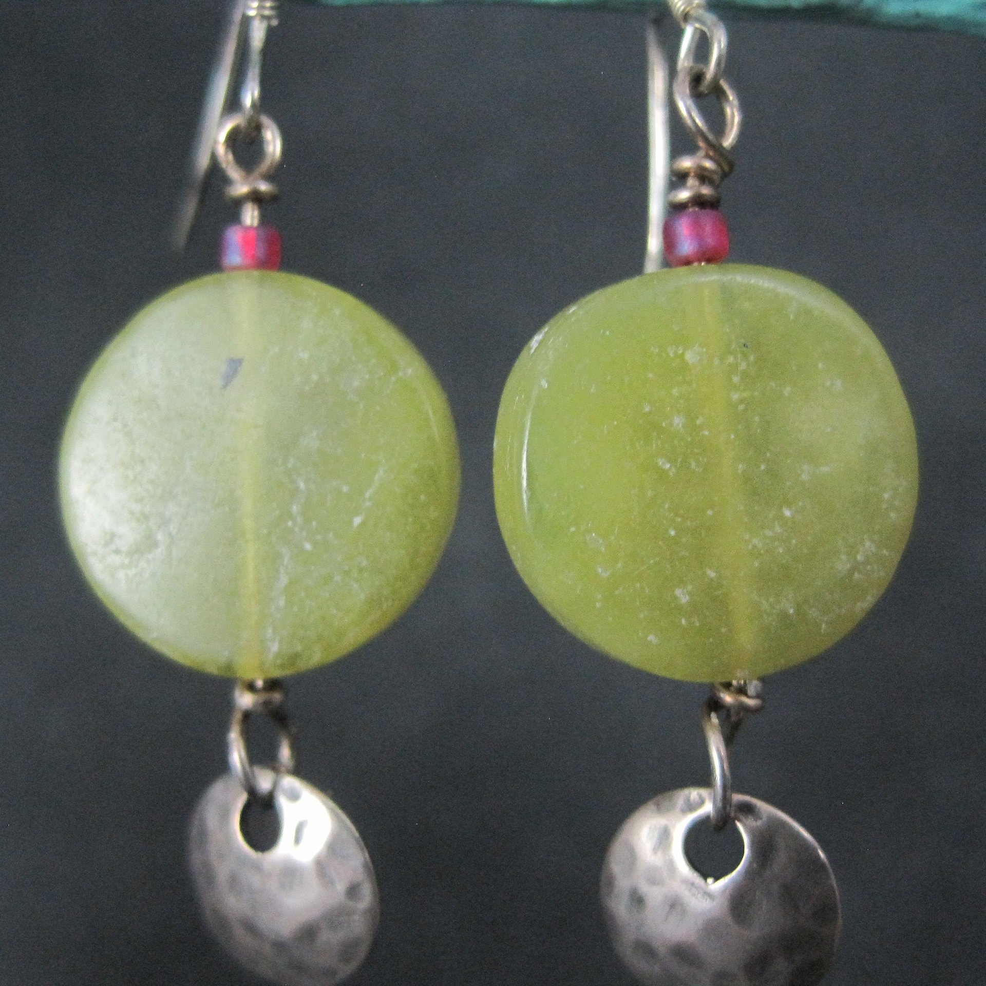 Vintage Hammered Sterling Yellow Quartz Earrings