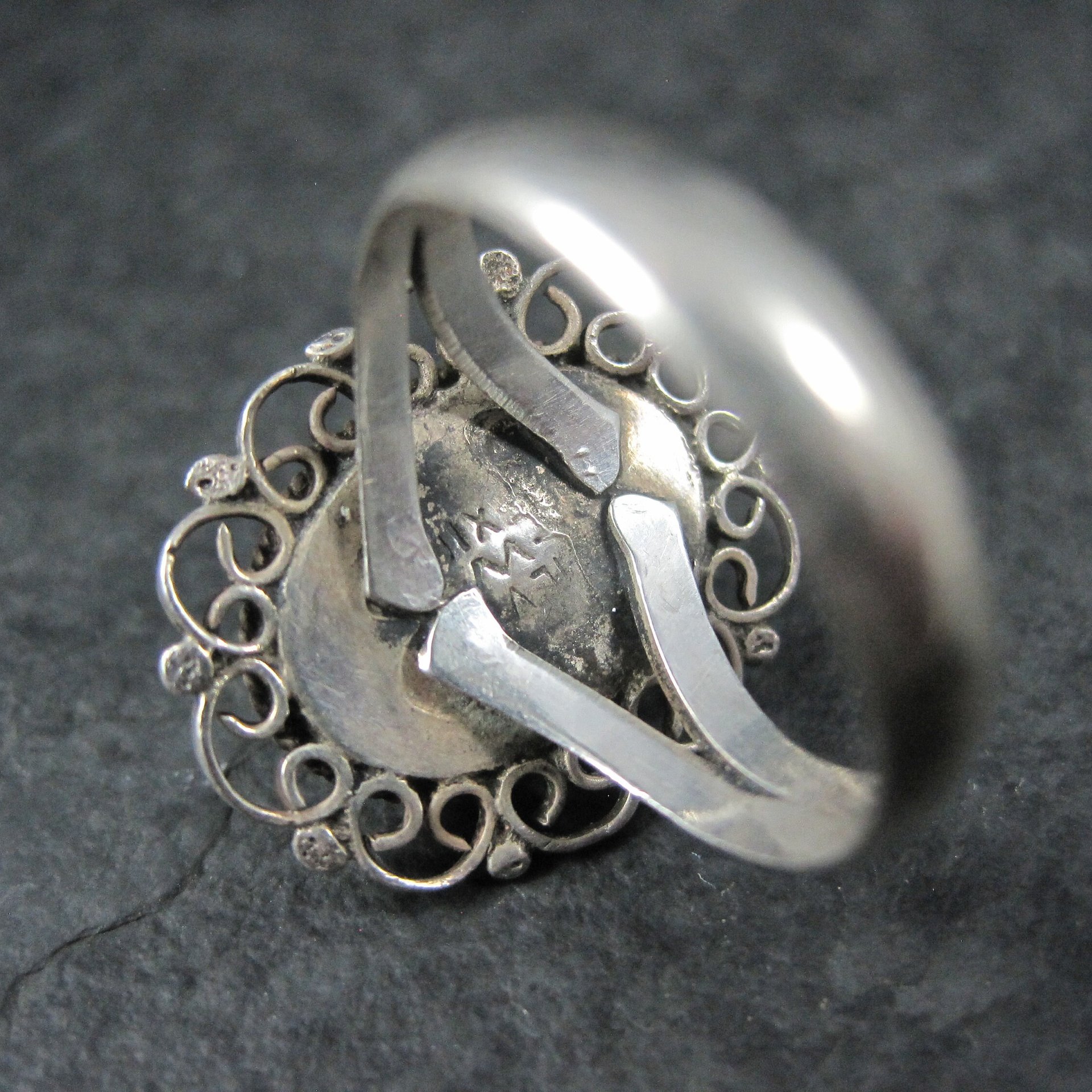 Mexican Sterling Green Onyx Ring Size 6.5