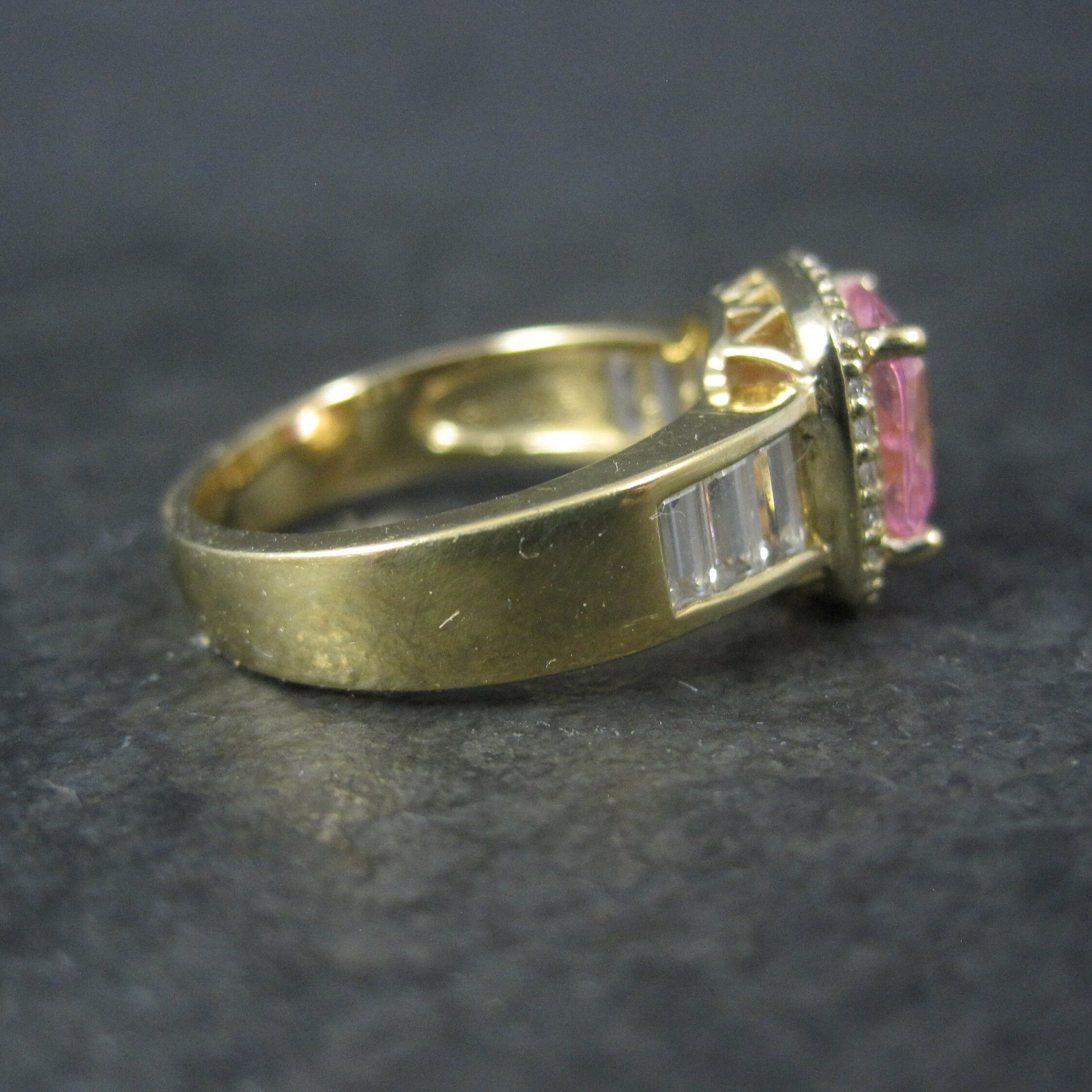 Vintage 90s Vermeil Sterling Pink Cz Ring Size 8