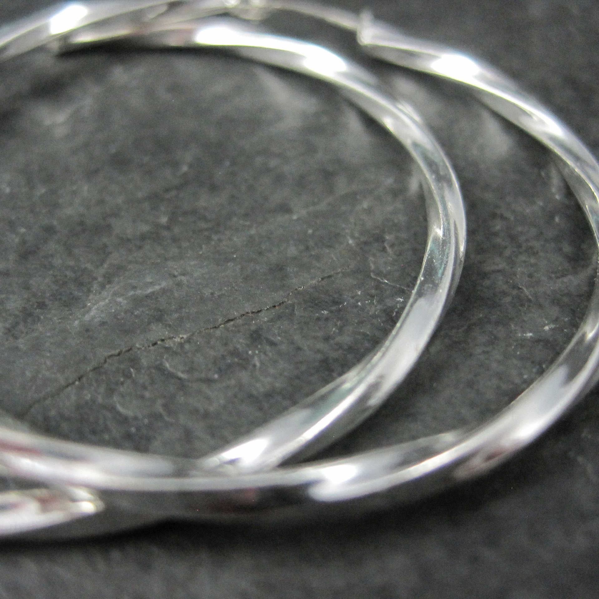 Estate Sterling Latch Back Hoop Earrings 2 Inches
