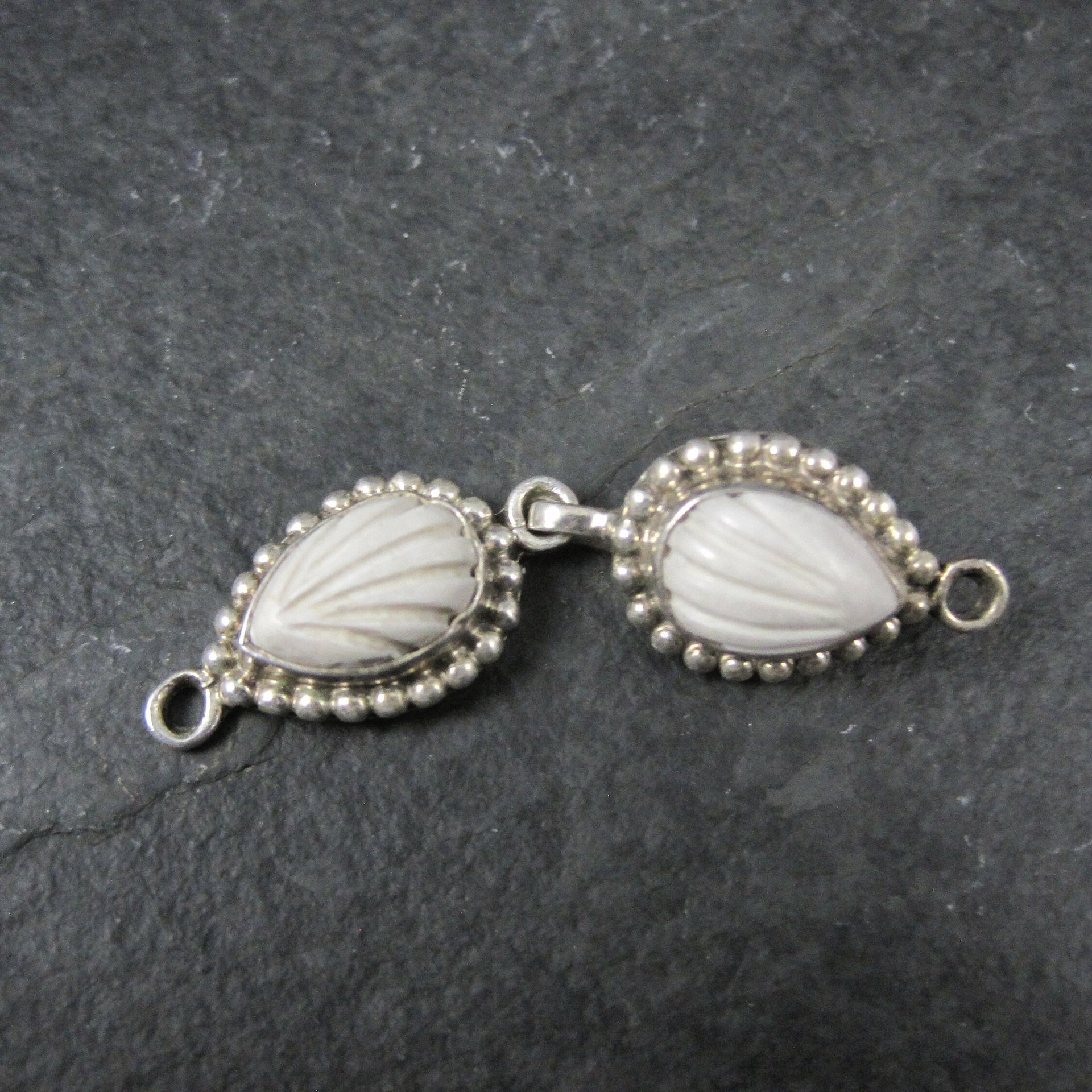 Sterling Carved Howlite Hook Clasp