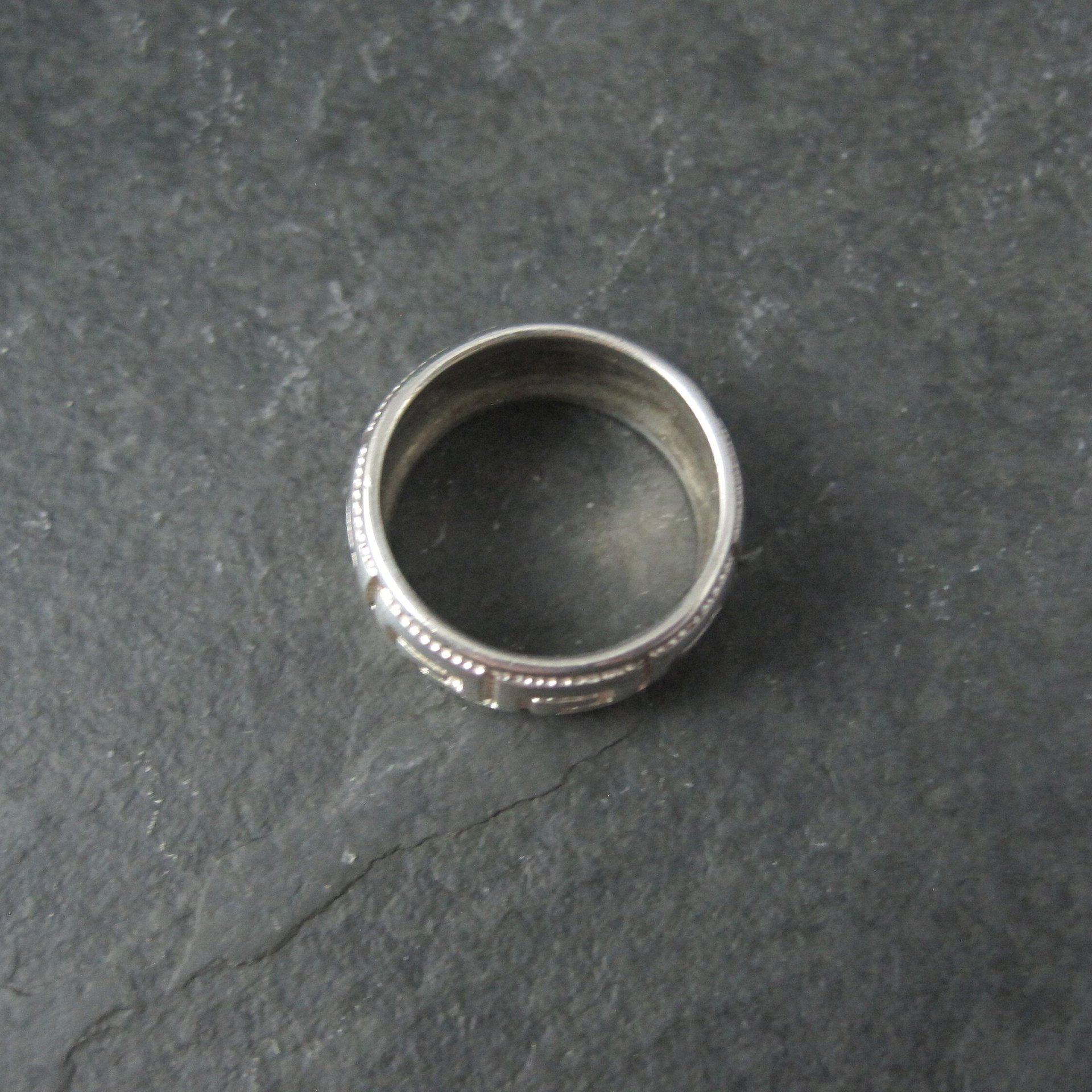 Italian Sterling Greek Key Band Ring Size 6