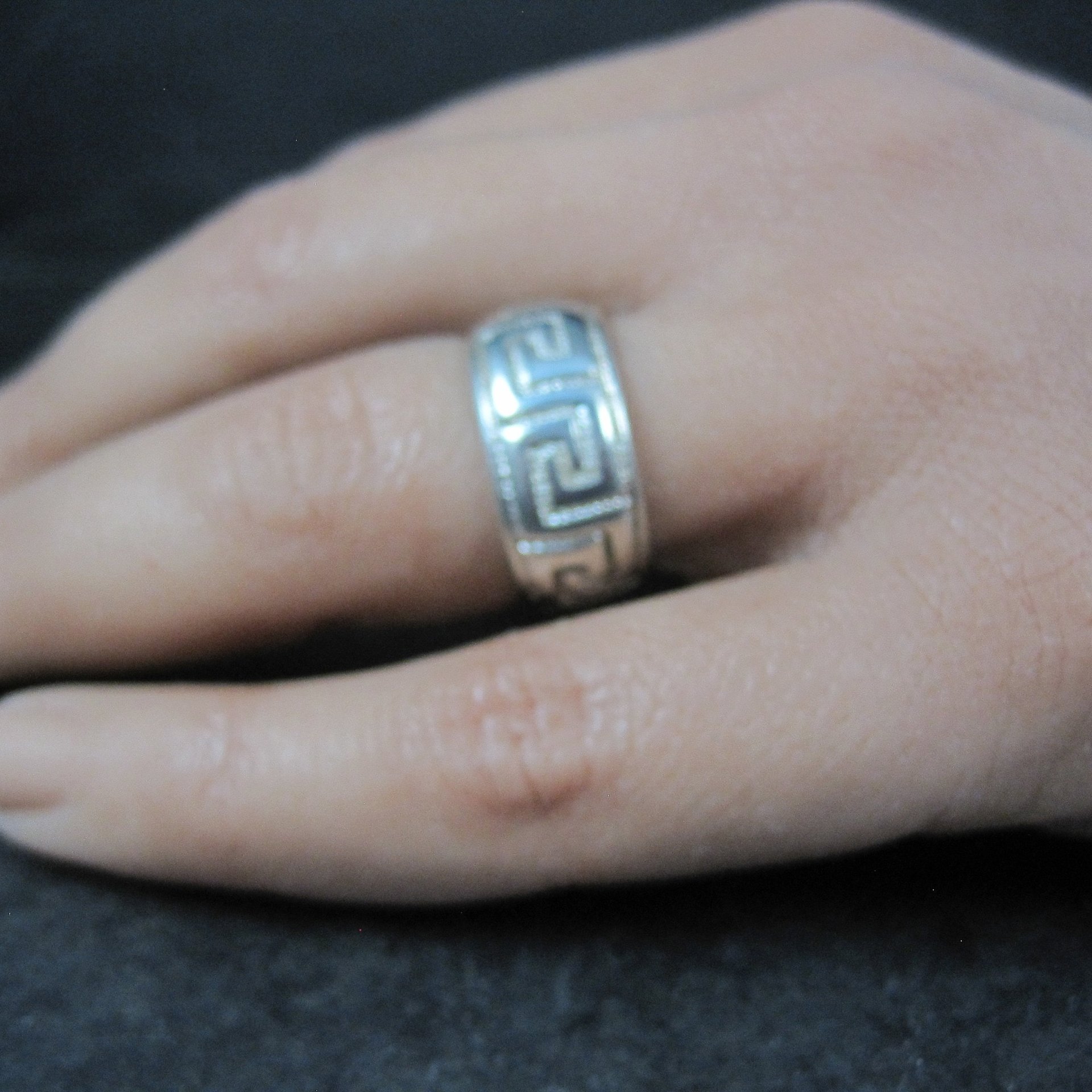 Italian Sterling Greek Key Band Ring Size 6