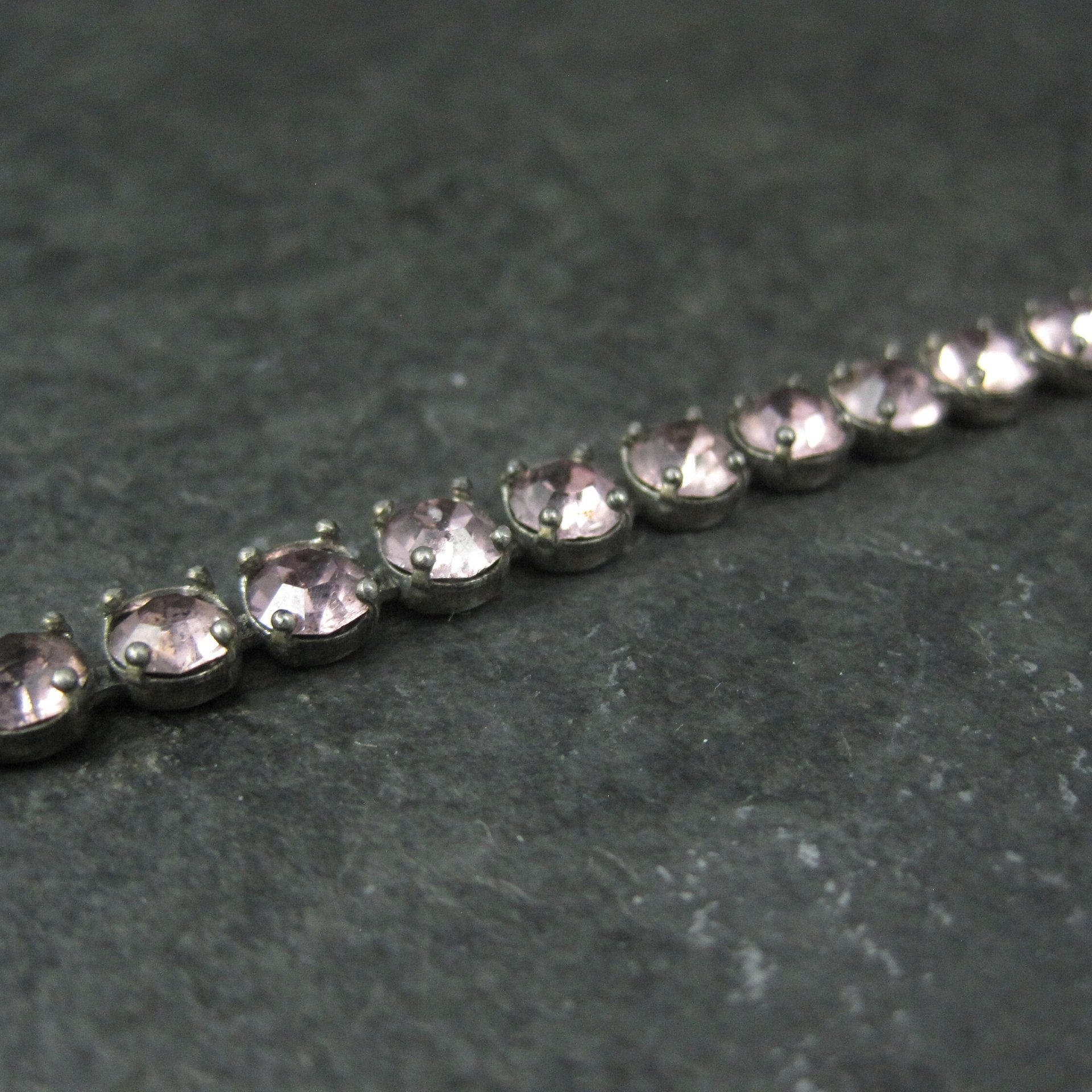 Vintage Sterling Purple Glass Bracelet 7 Inches