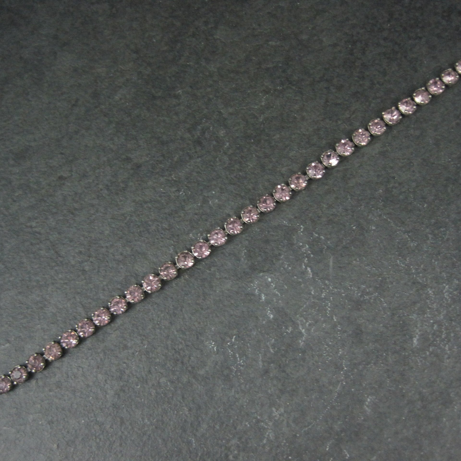 Vintage Sterling Purple Glass Bracelet 7 Inches