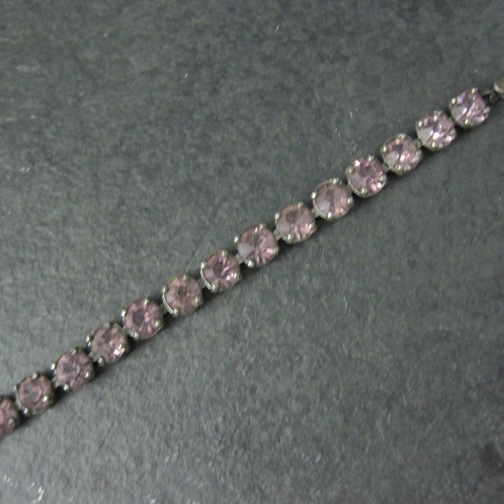 Vintage Sterling Purple Glass Bracelet 7 Inches