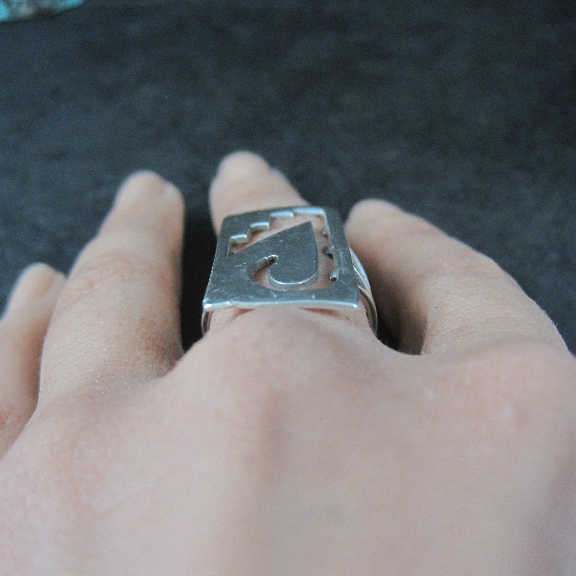 Long Southwestern Hopi Sterling Ring Size 7