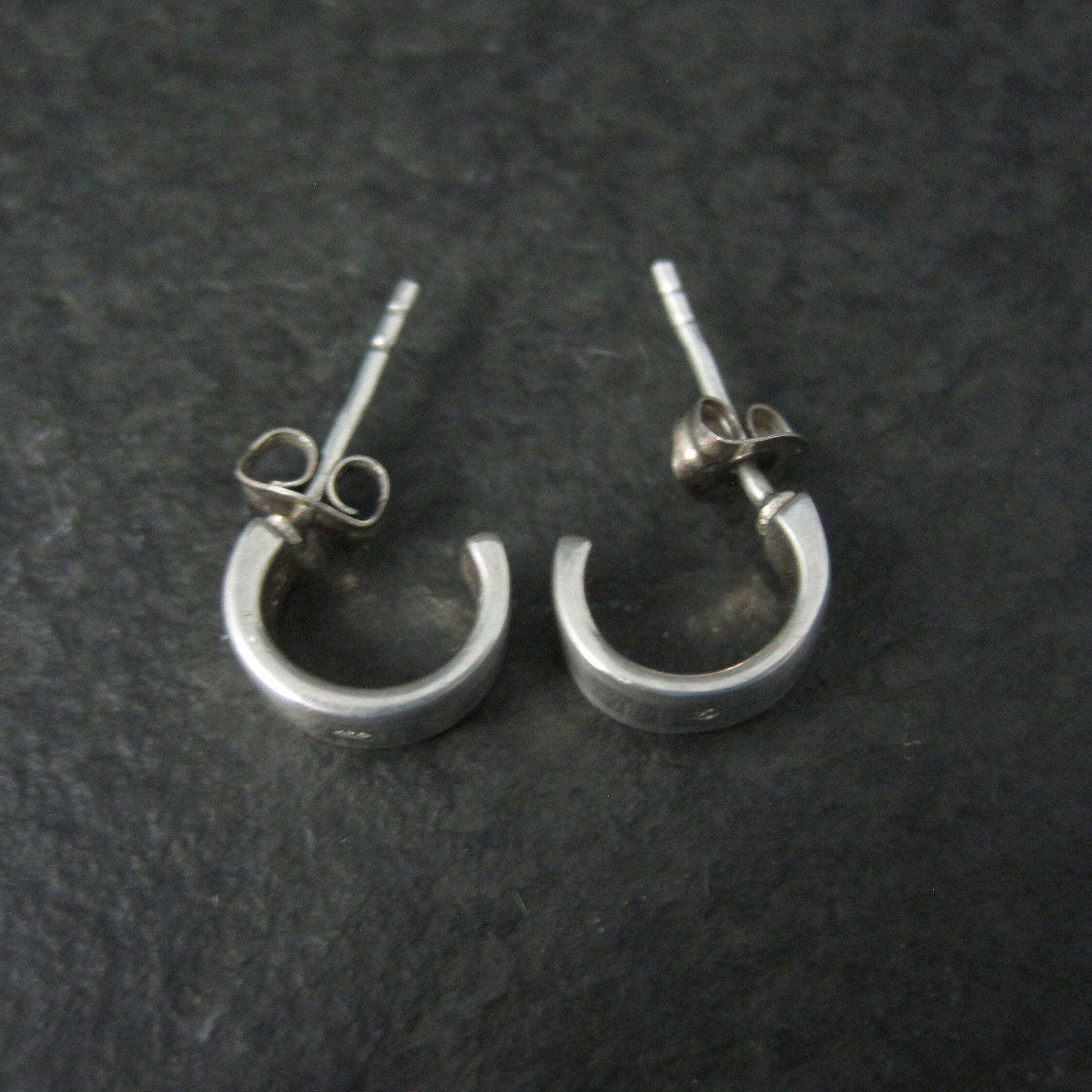Tiny Sterling Diamond Half Hoop Earrings