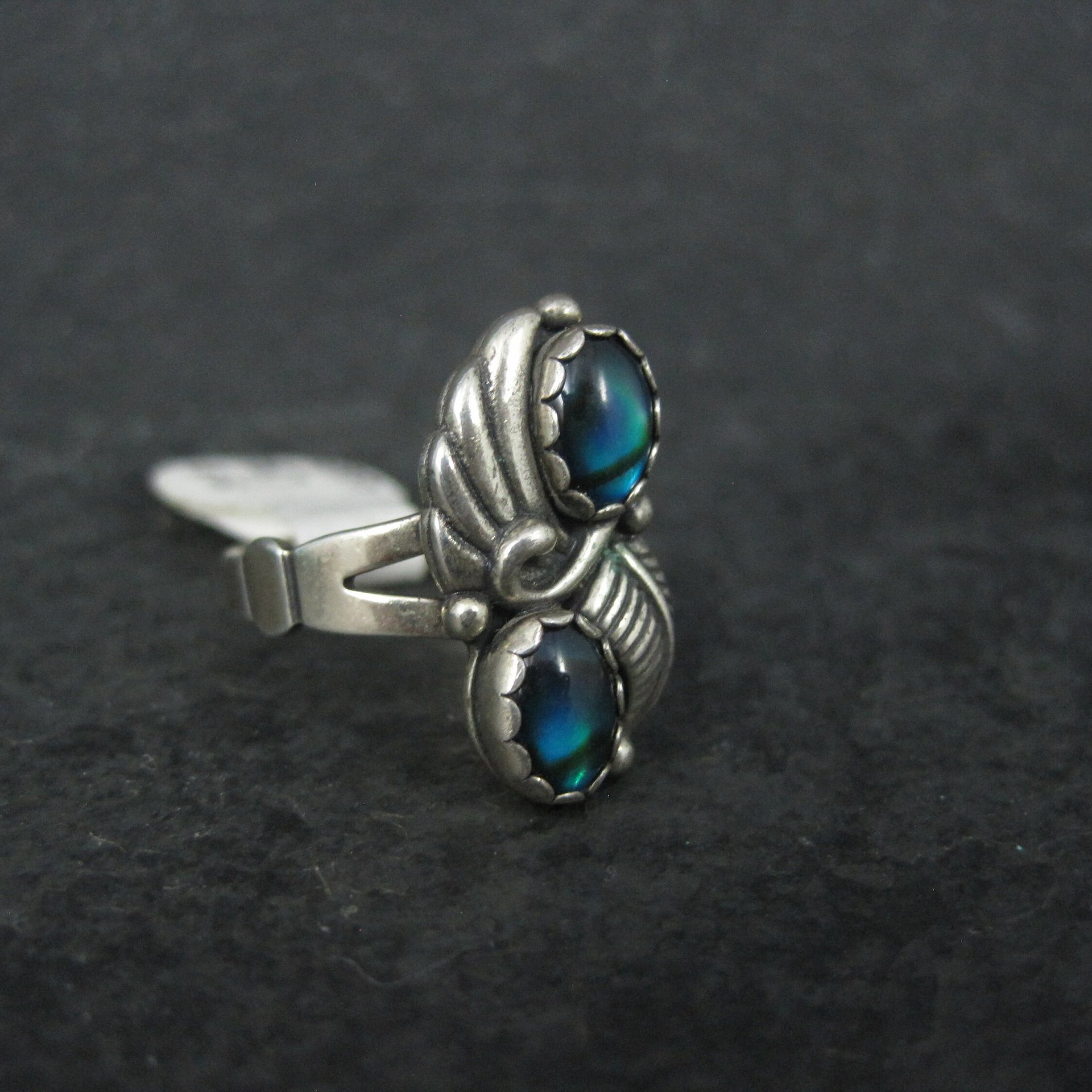 Southwestern Sterling Paua Sell Feather Ring NOS Multiple Sizes Available