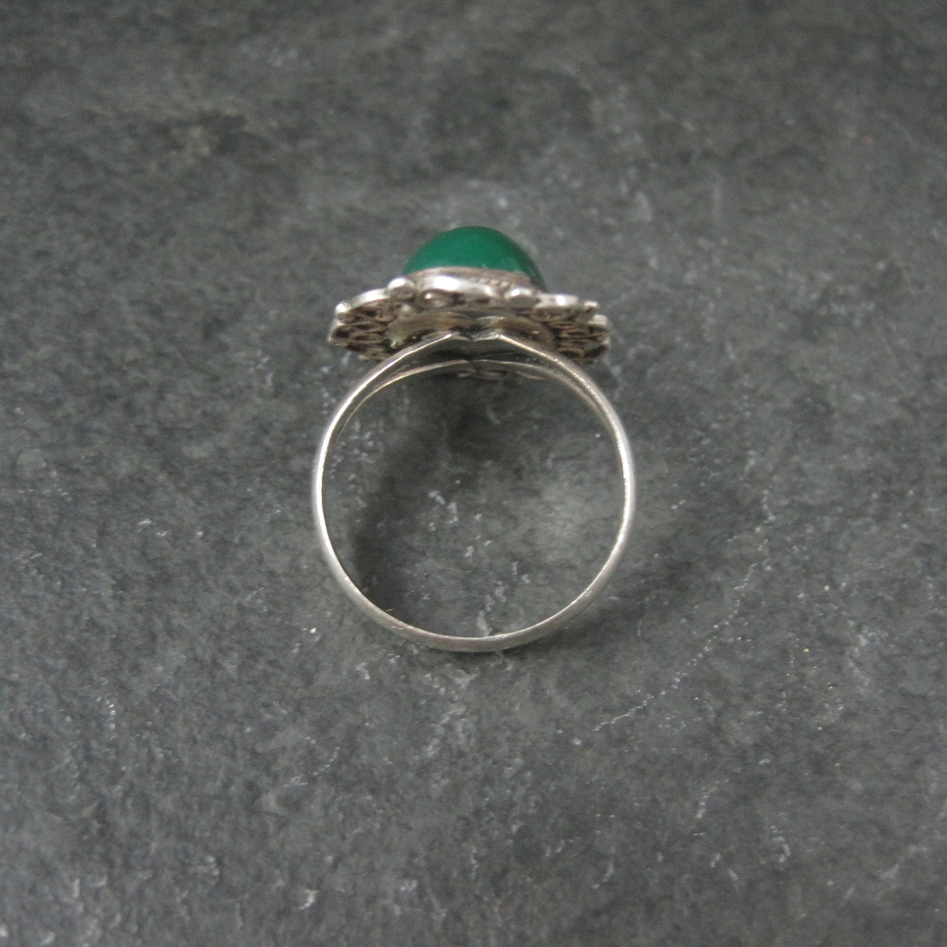 Mexican Sterling Green Onyx Ring Size 6.5