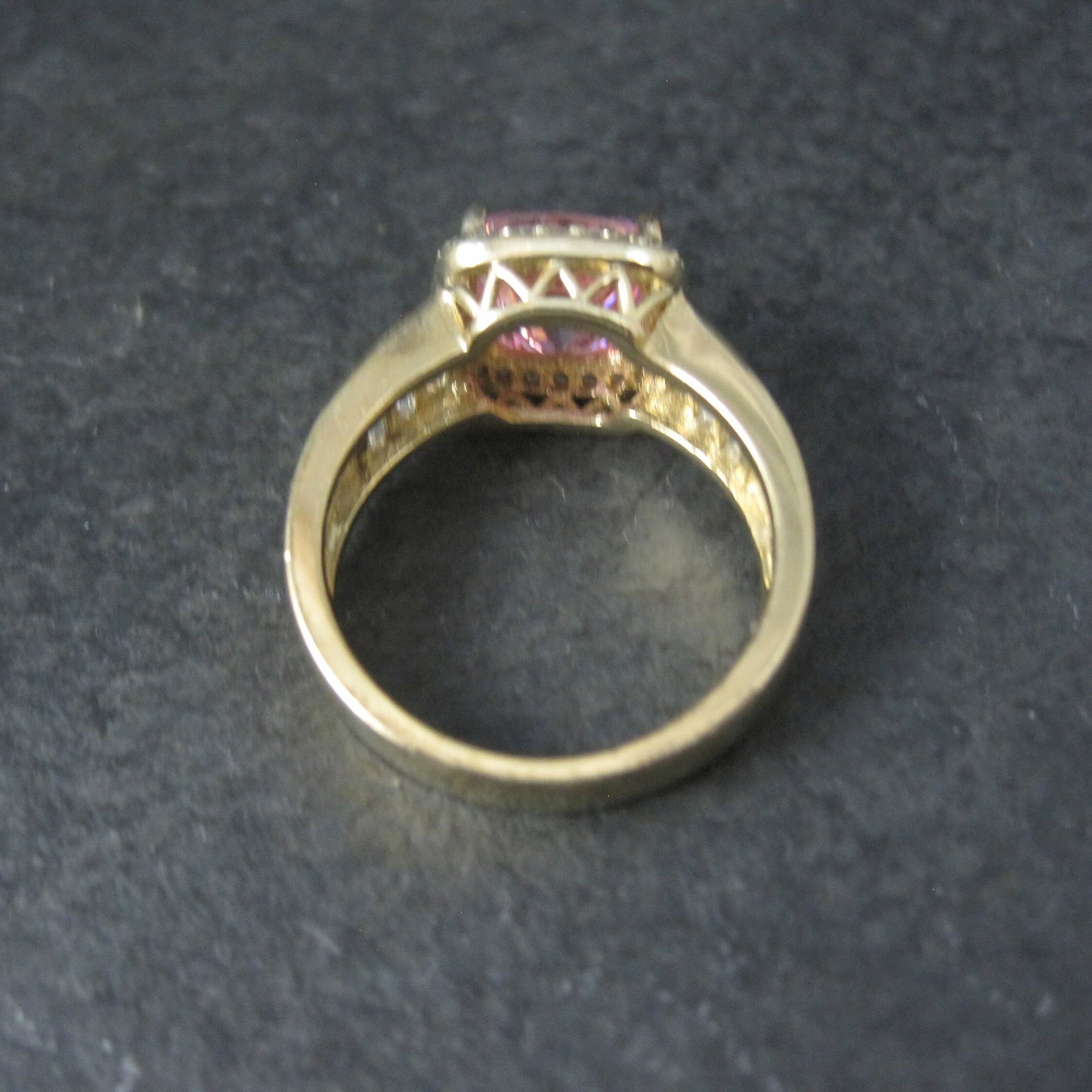 Vintage 90s Vermeil Sterling Pink Cz Ring Size 8