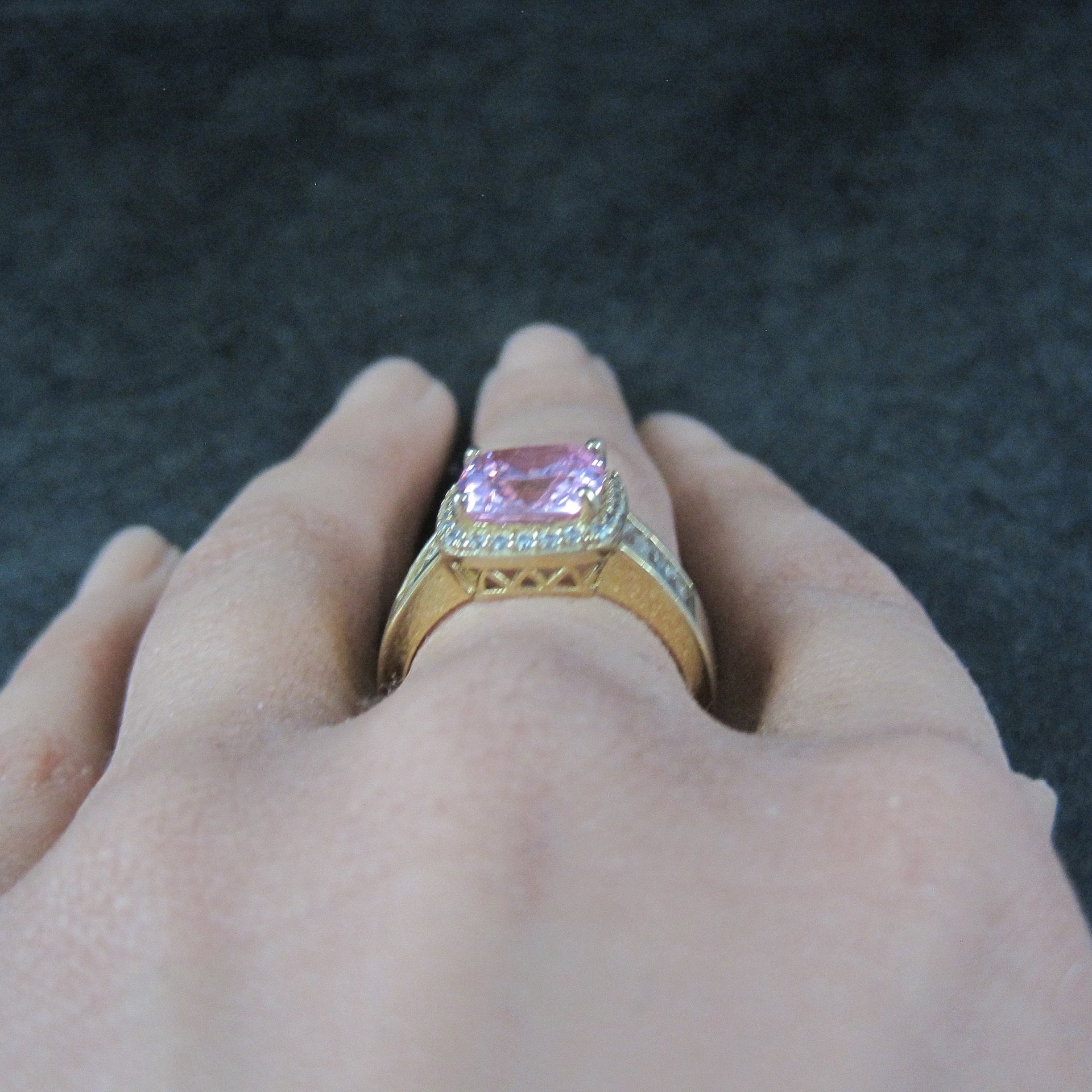Vintage 90s Vermeil Sterling Pink Cz Ring Size 8