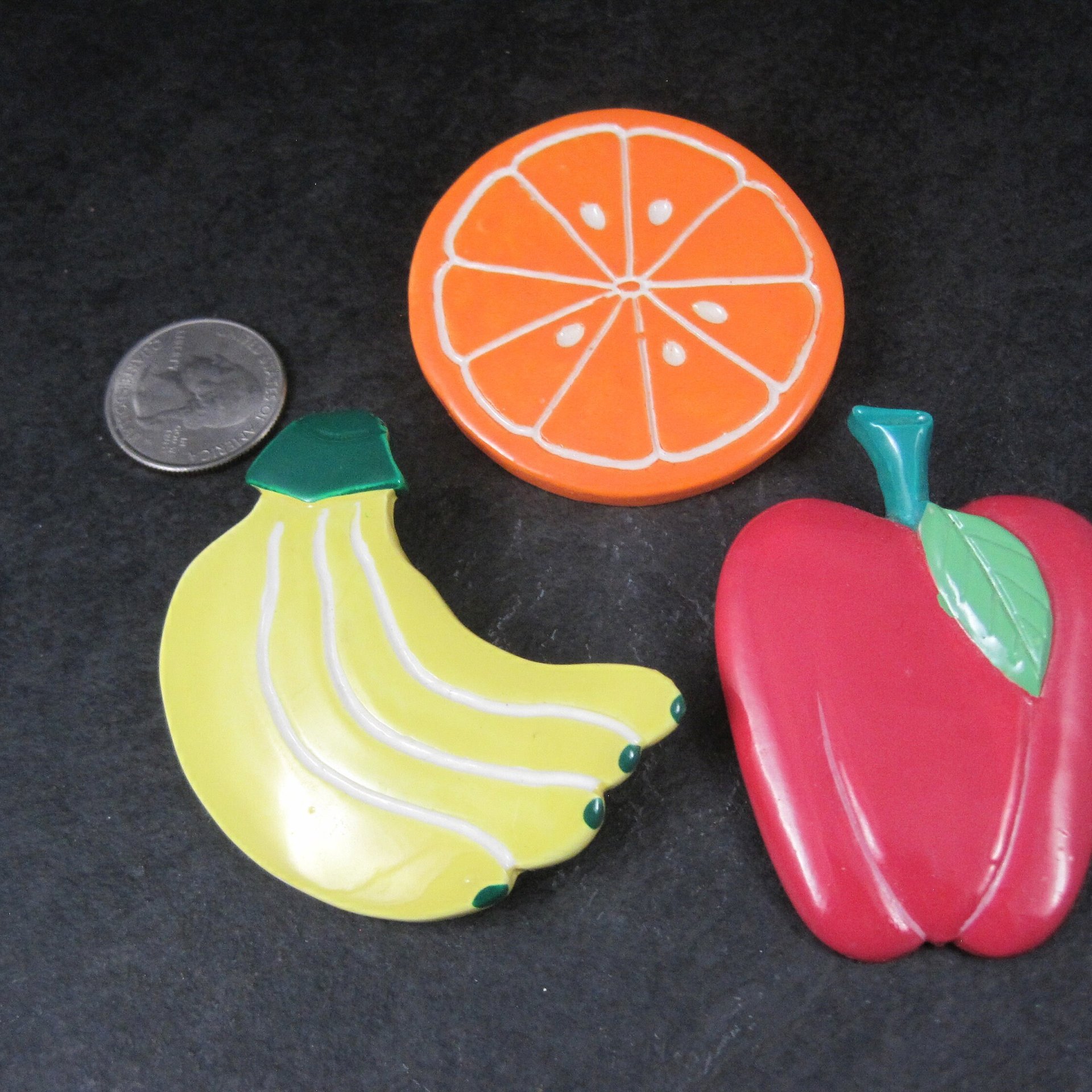 Set of 3 Large Vintage Fruit Brooches